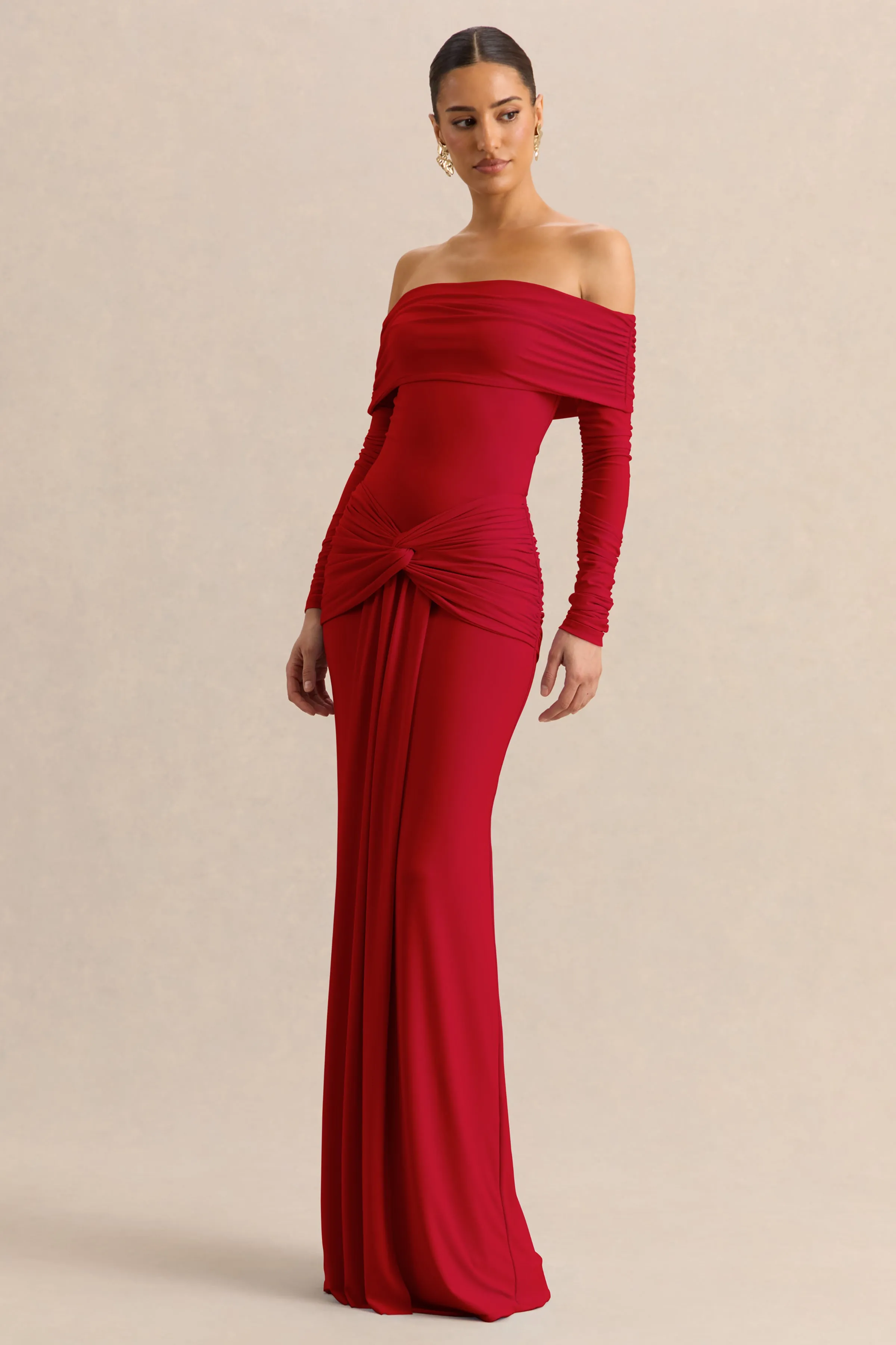 Flynne | Red Wrapped Maxi Skirt With Sash sold by Club L London product image thumbnail 4