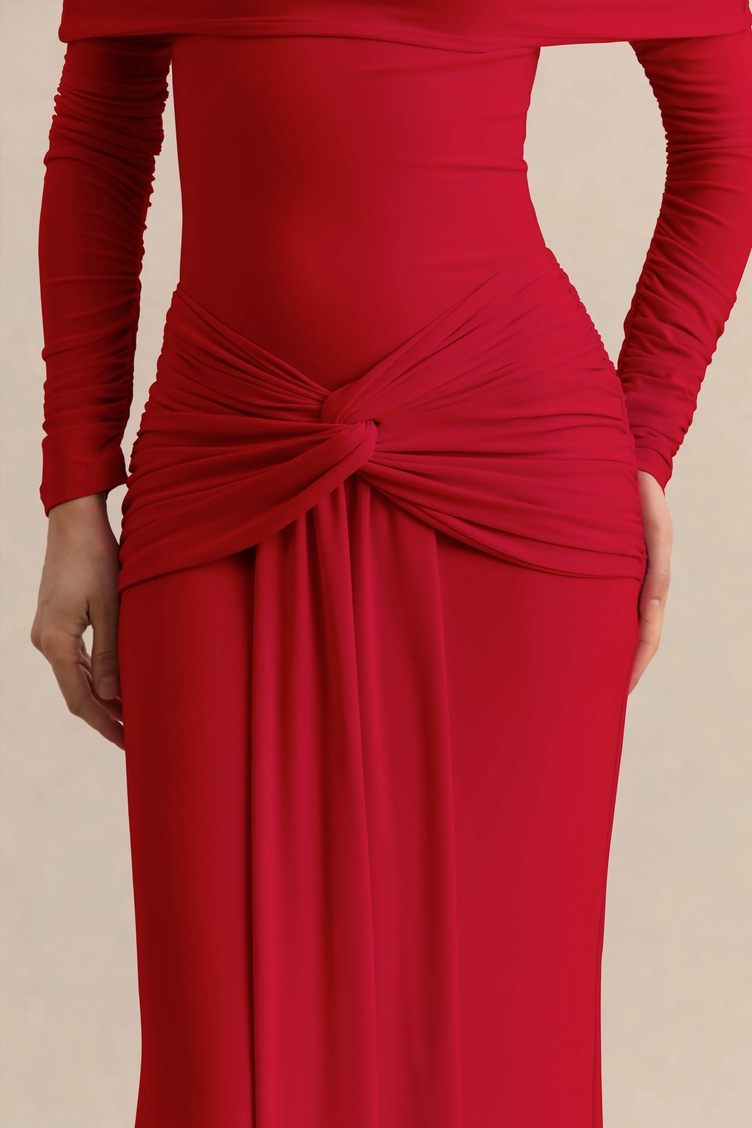 Flynne | Red Wrapped Maxi Skirt With Sash sold by Club L London product image thumbnail 5