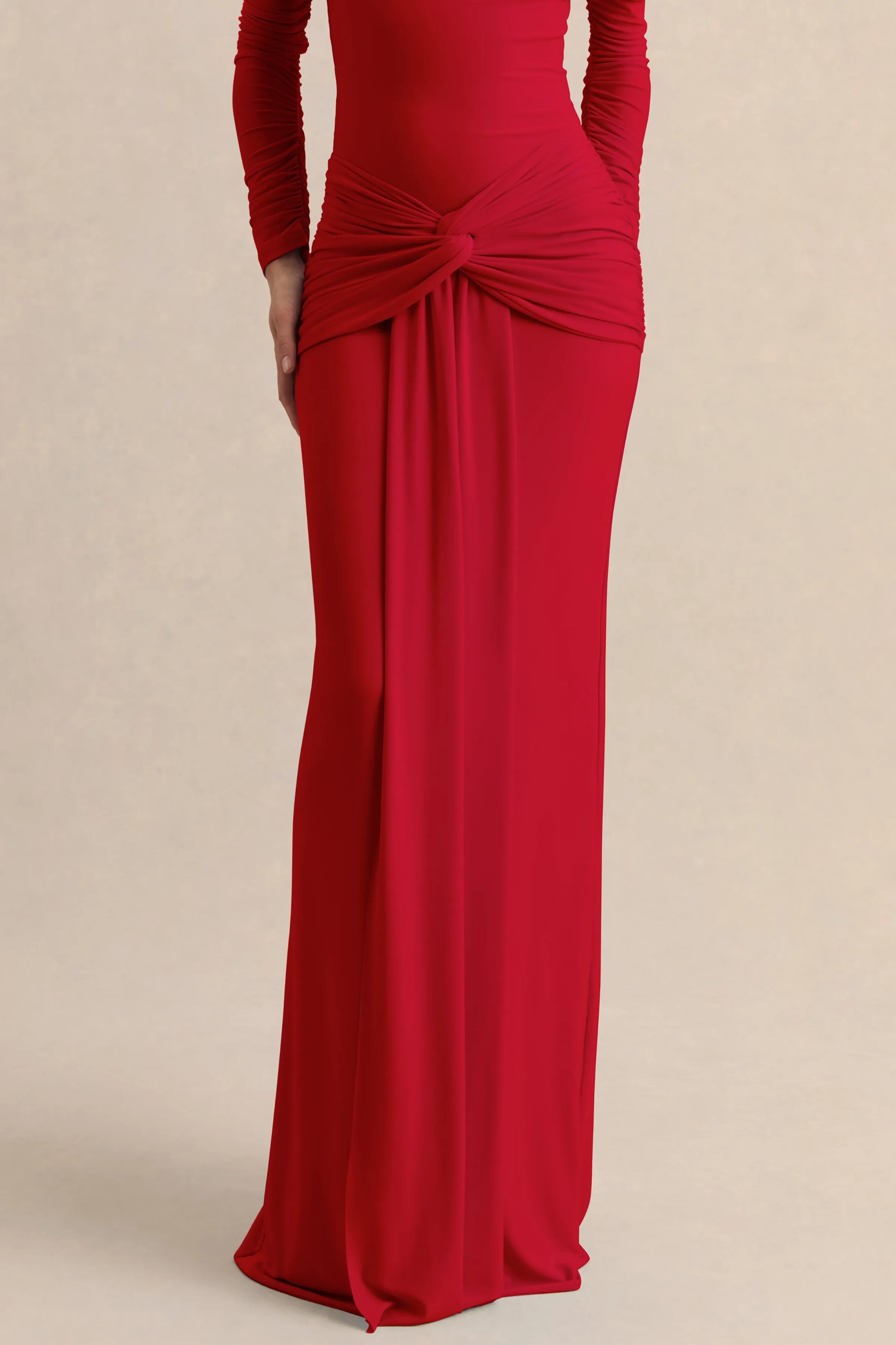 Flynne | Red Wrapped Maxi Skirt With Sash sold by Club L London product image thumbnail 2