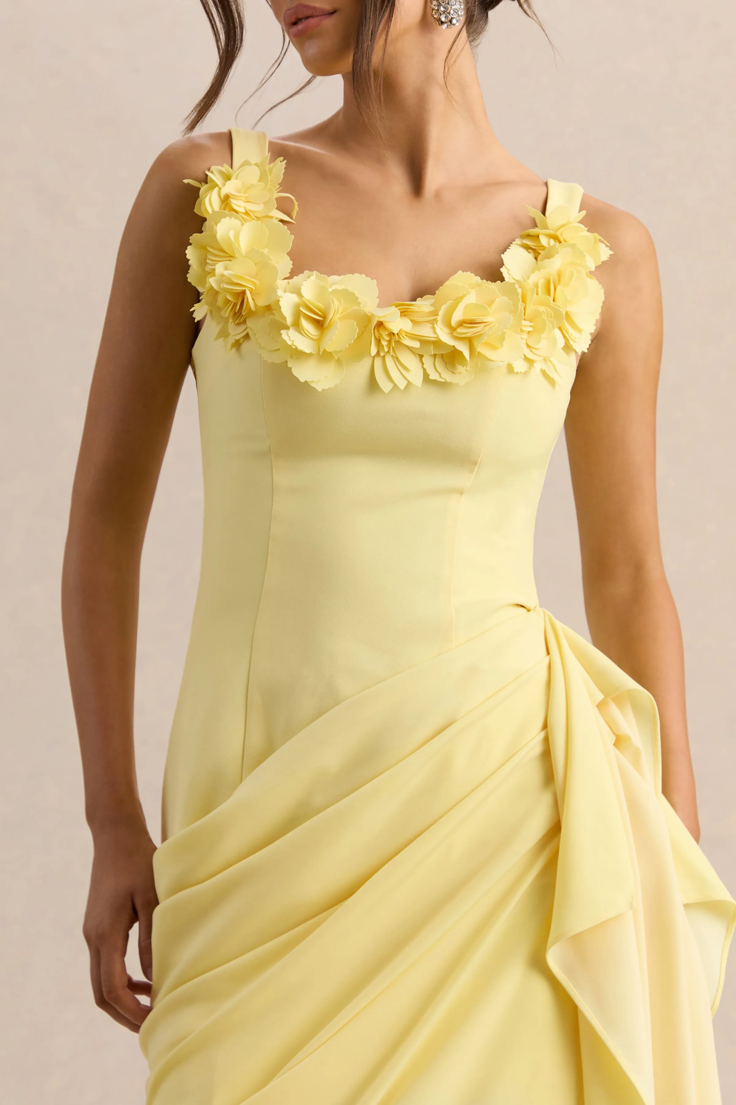 Letitia | Lemon Square-Neck Floral Detailed Wrap Midi Dress sold by Club L London product image thumbnail 5