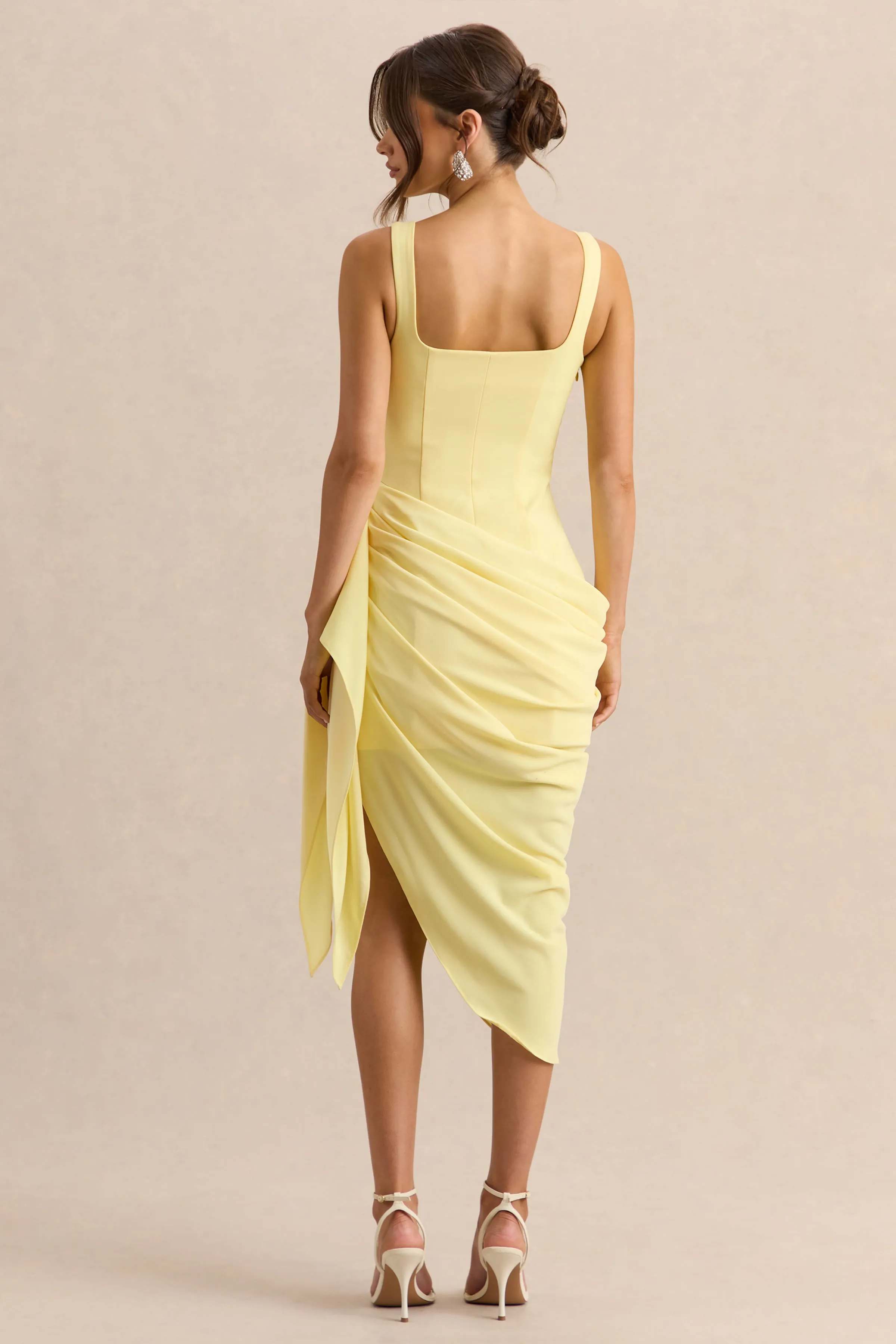 Letitia | Lemon Square-Neck Floral Detailed Wrap Midi Dress sold by Club L London product image thumbnail 2