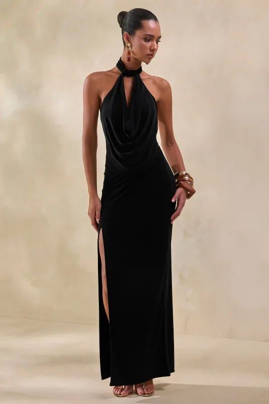 Arina | Black Maxi Skirt With Split made by Club L London