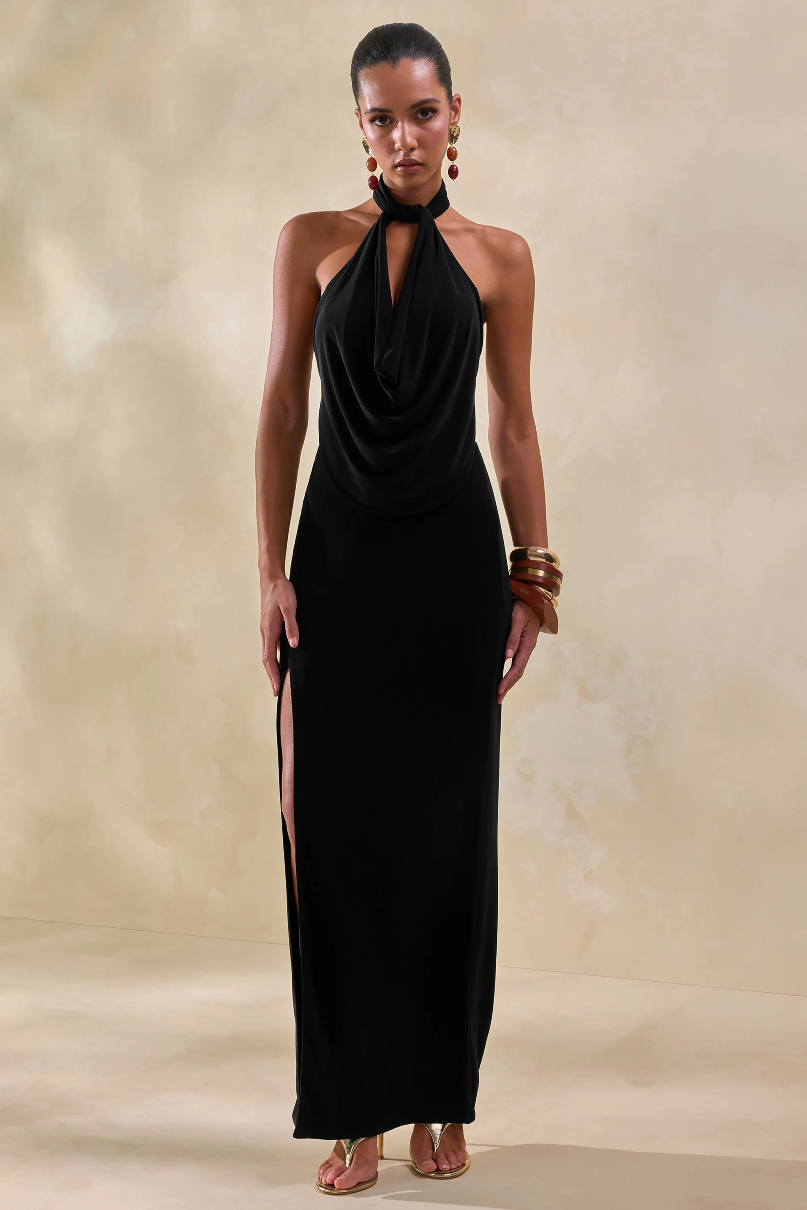 Arina | Black Maxi Skirt With Split sold by Club L London product image thumbnail 5