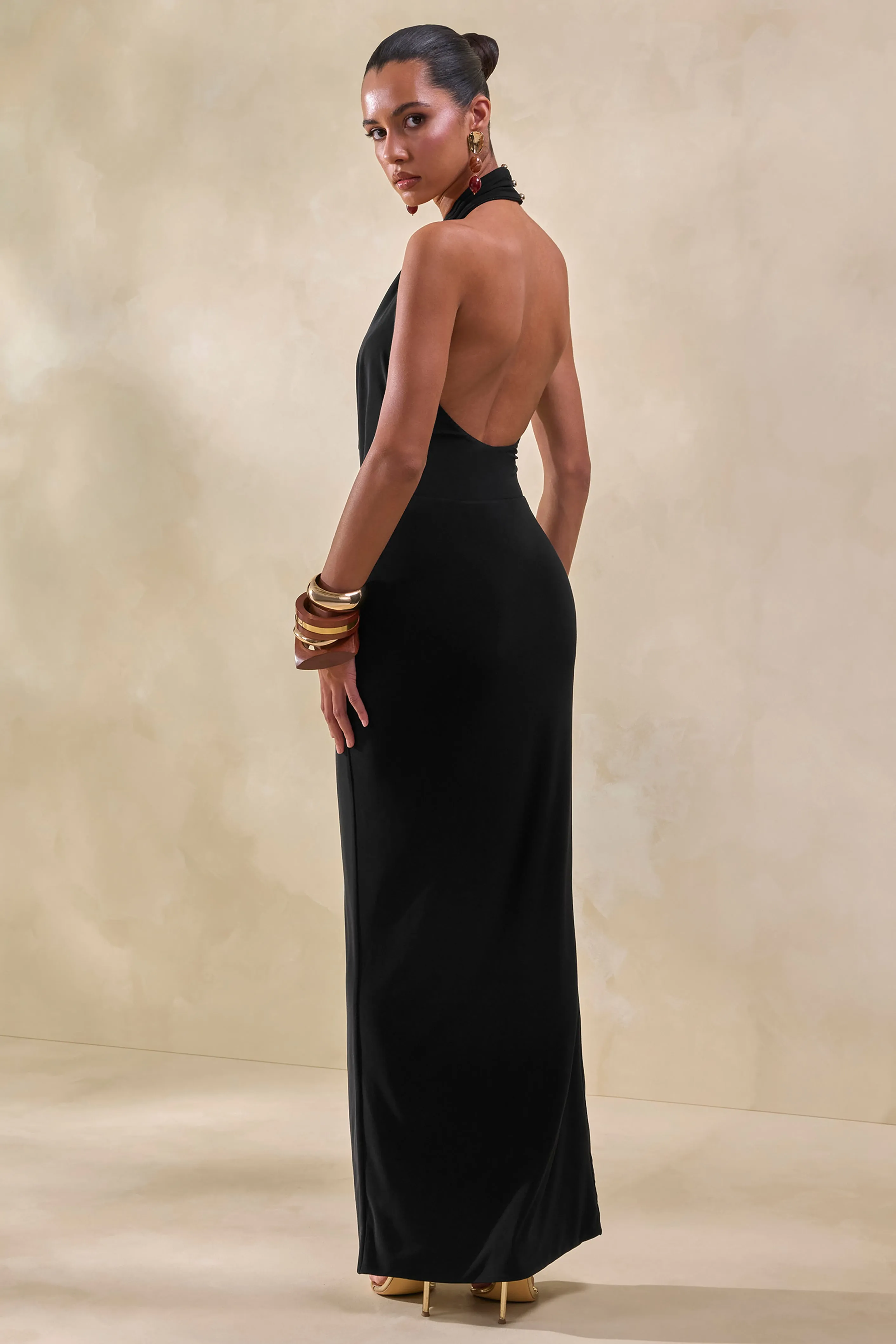 Arina | Black Maxi Skirt With Split sold by Club L London product image thumbnail 3