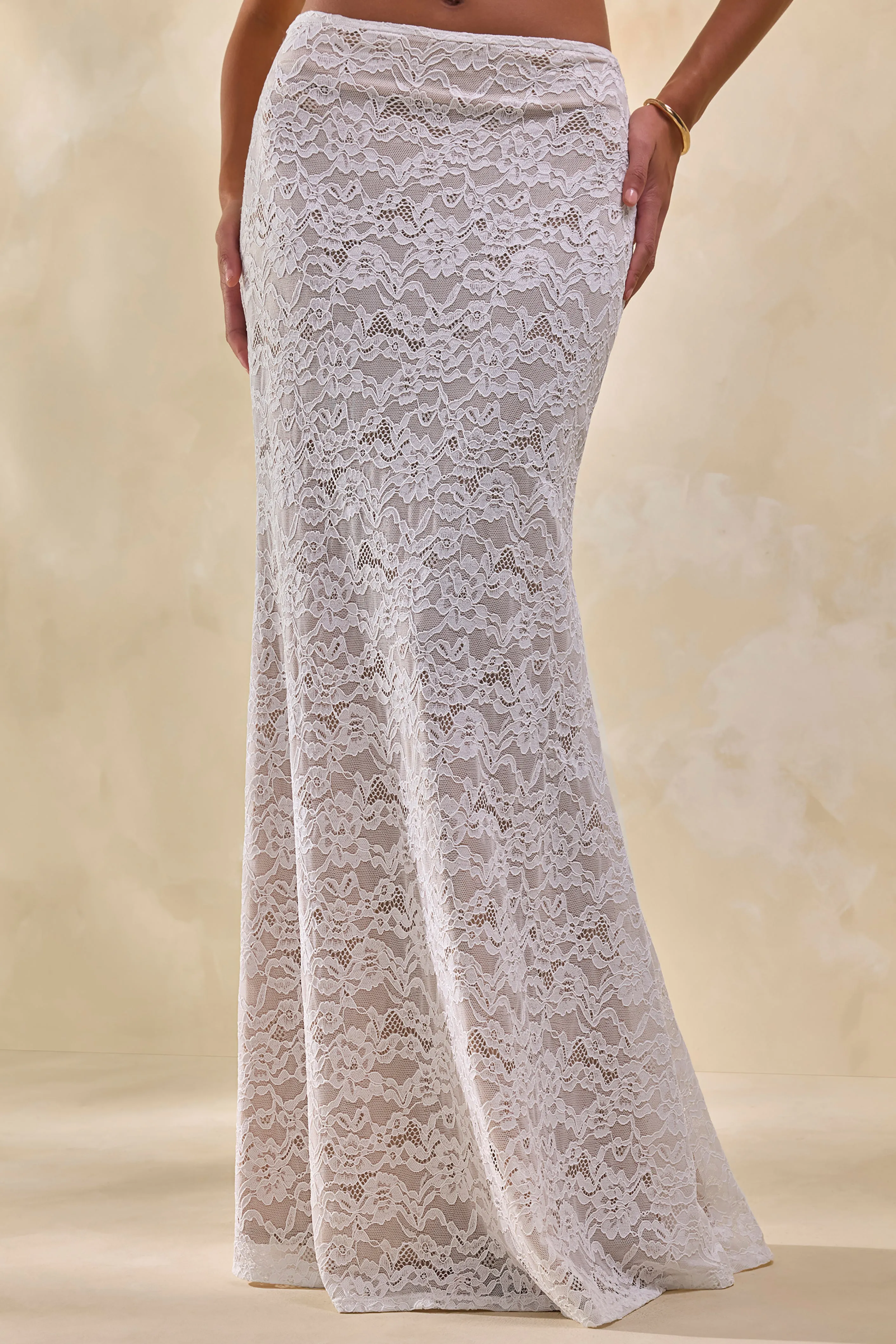 Lunisse | White Lace Maxi Skirt sold by Club L London product image thumbnail 2