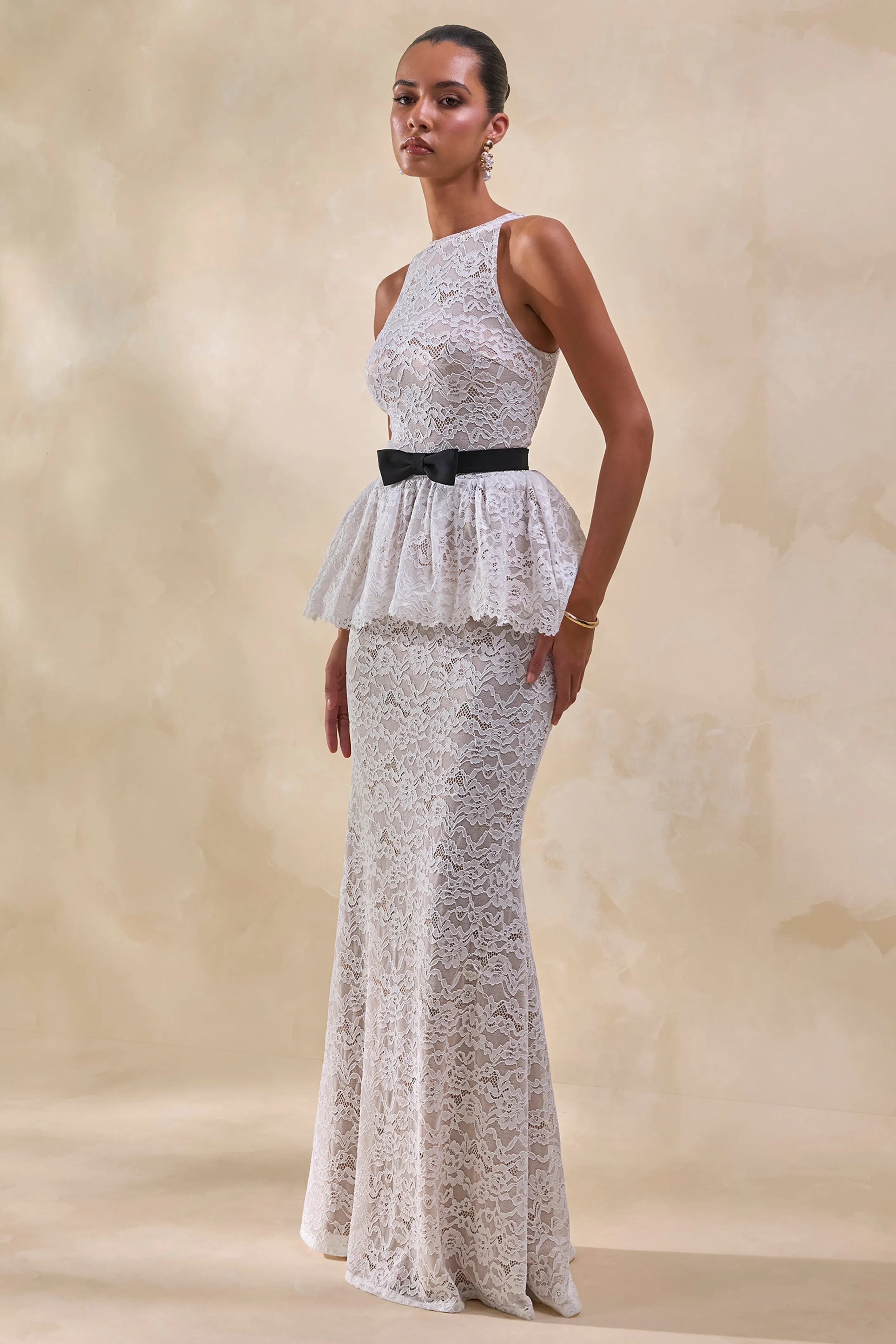 Lunisse | White Lace Maxi Skirt sold by Club L London product image thumbnail 4