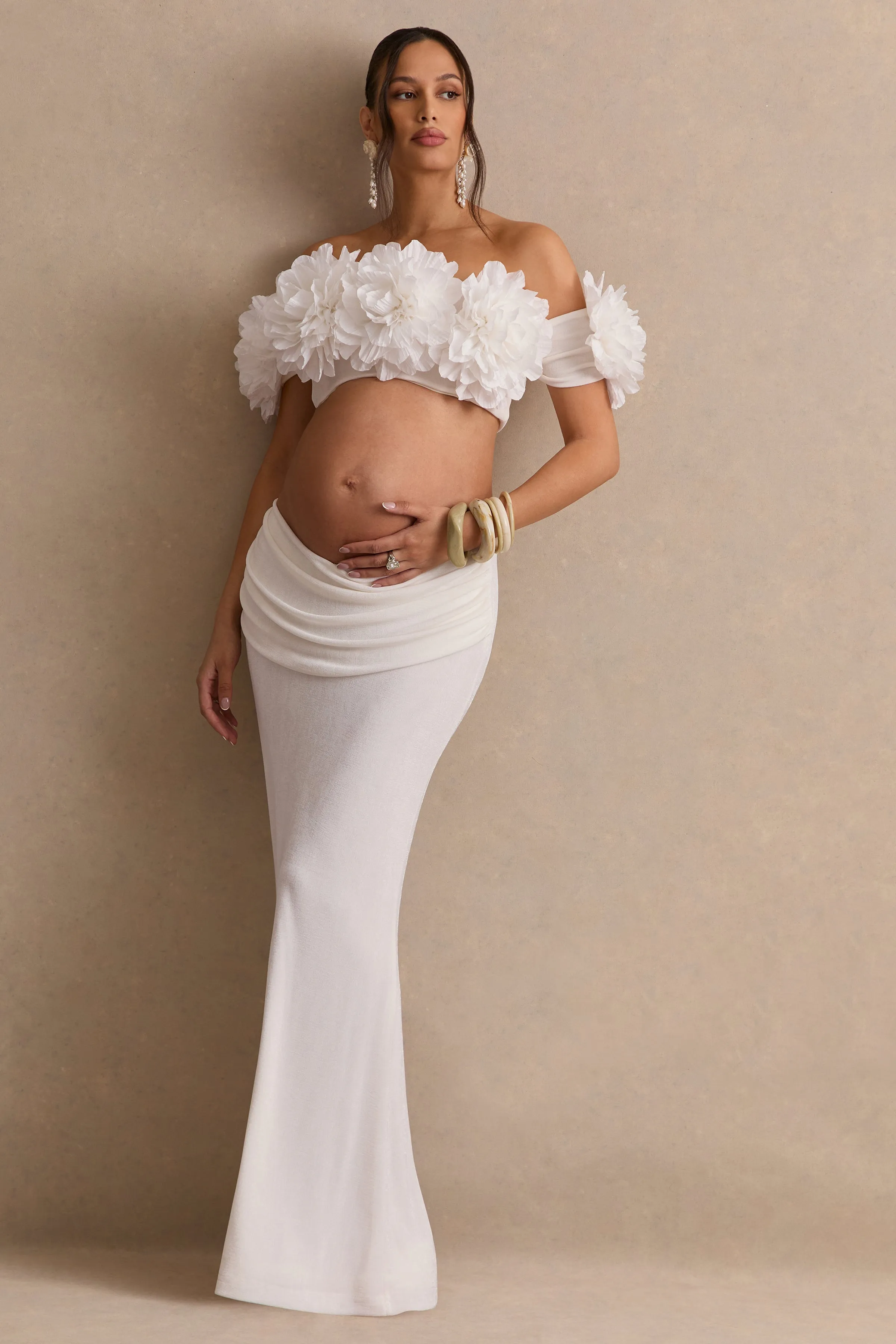 Arwenne | White Maternity Maxi Skirt sold by Club L London product image thumbnail 4