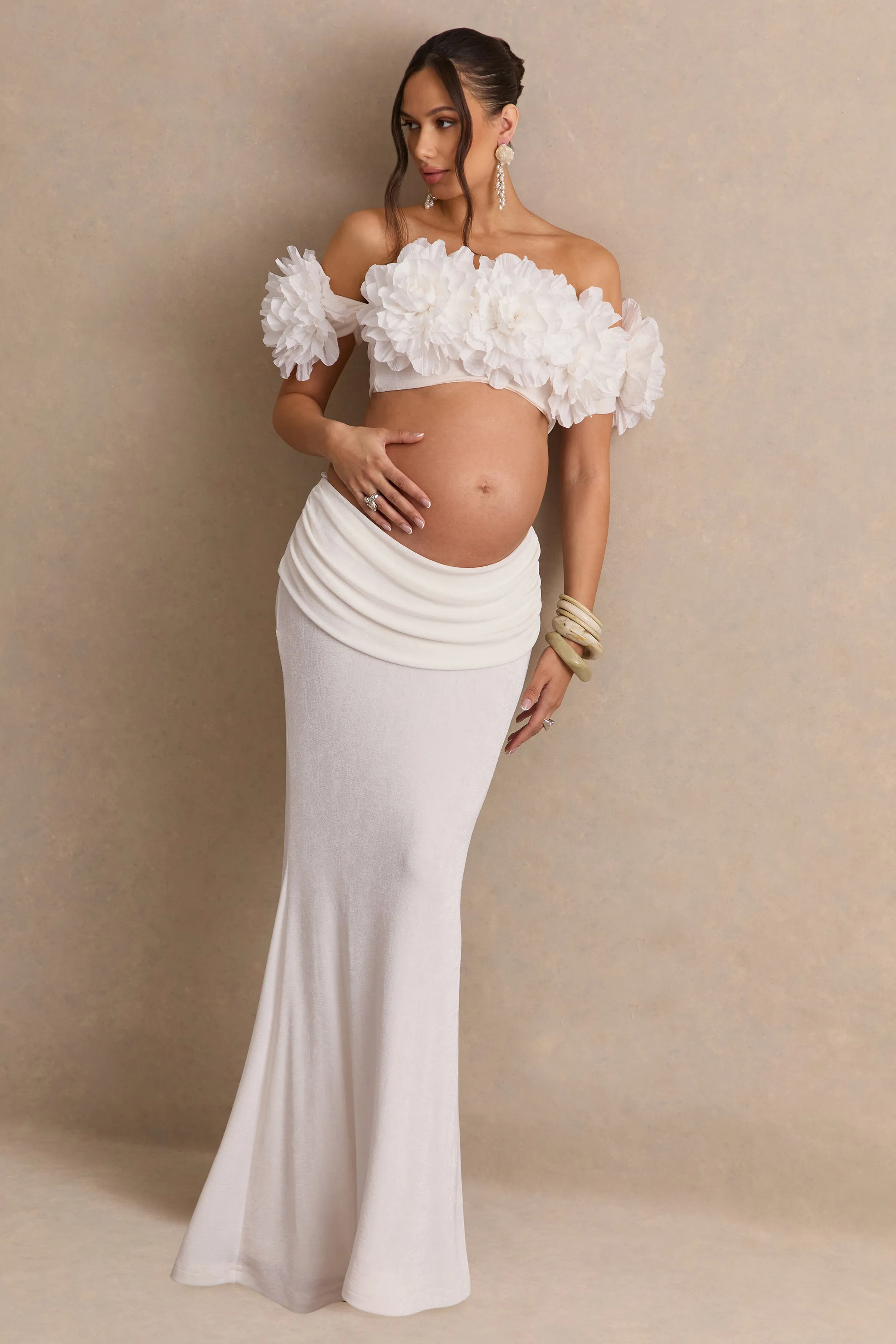Arwenne | White Maternity Maxi Skirt sold by Club L London product image thumbnail 5