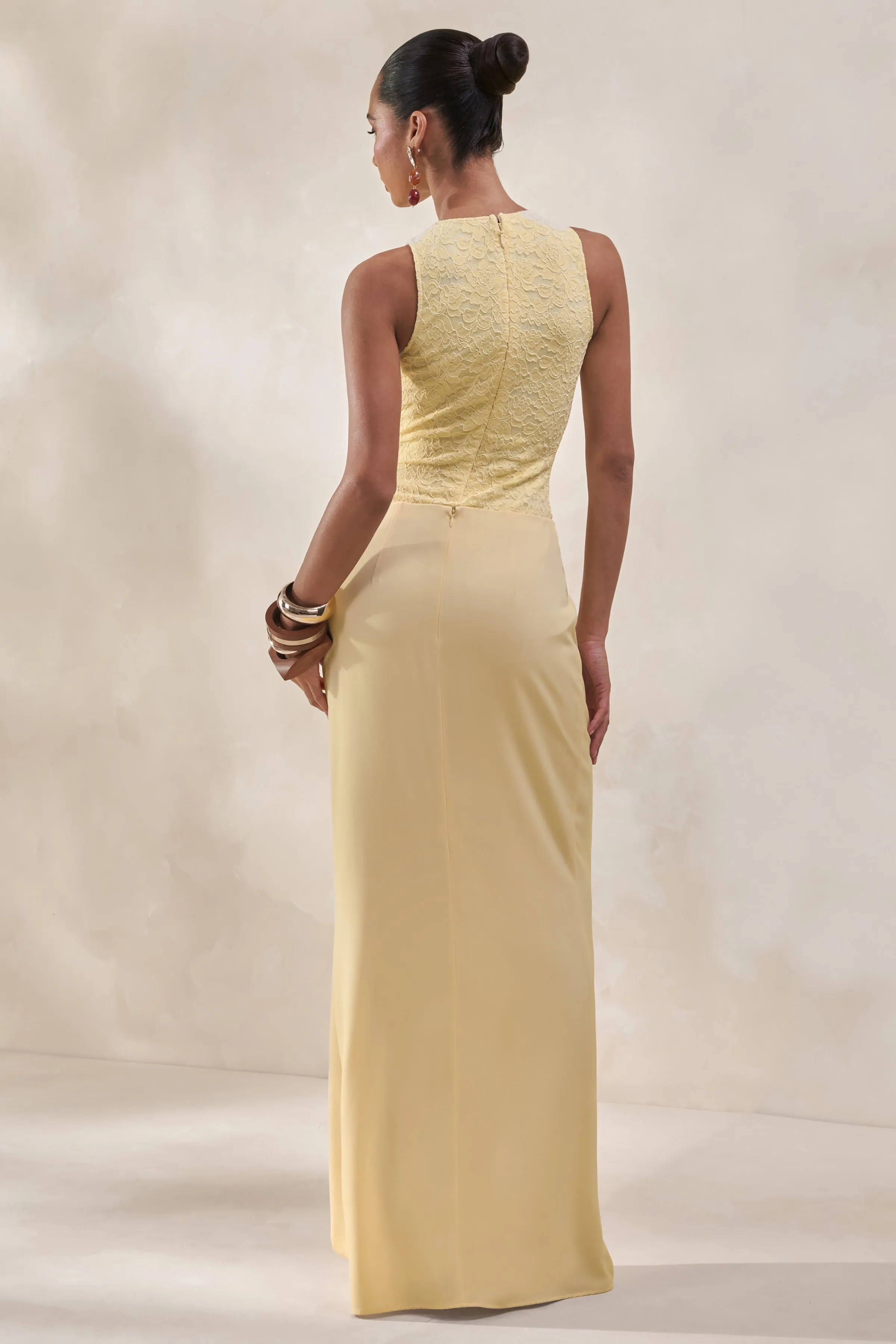 Serale | Lemon Lace Halter-Neck Bodysuit sold by Club L London product image thumbnail 2