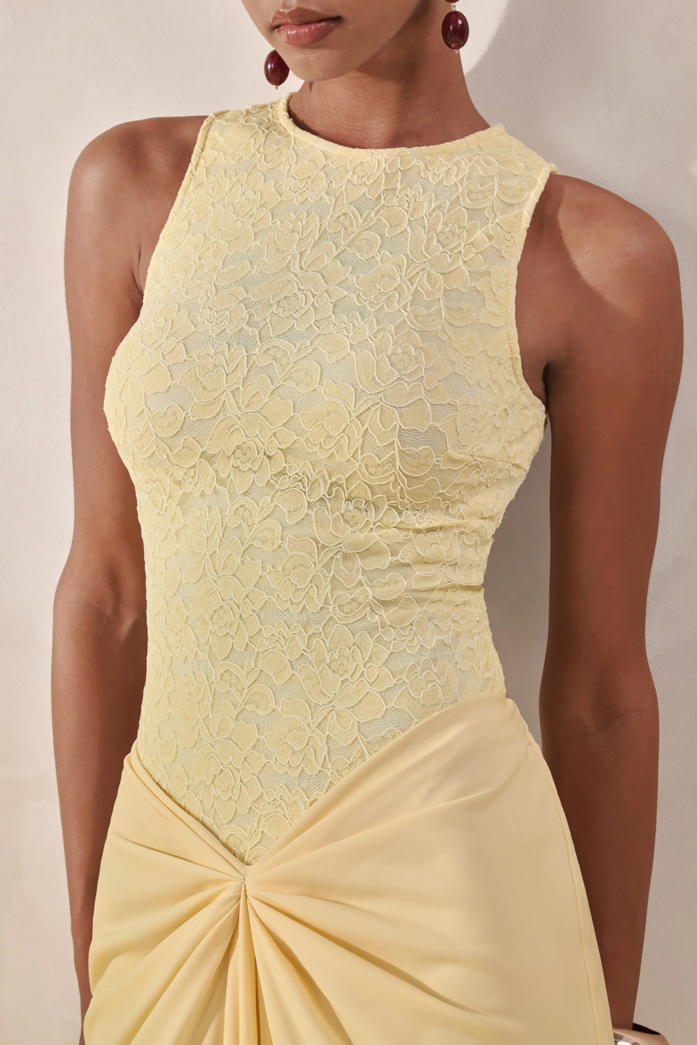 Serale | Lemon Lace Halter-Neck Bodysuit sold by Club L London product image thumbnail 3