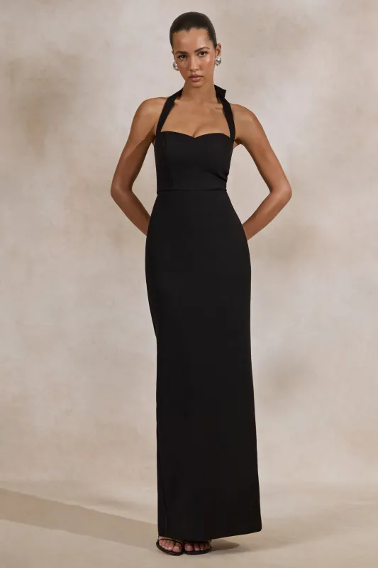 Heloira | Black Sweetheart-Neck Maxi Dress made by Club L London