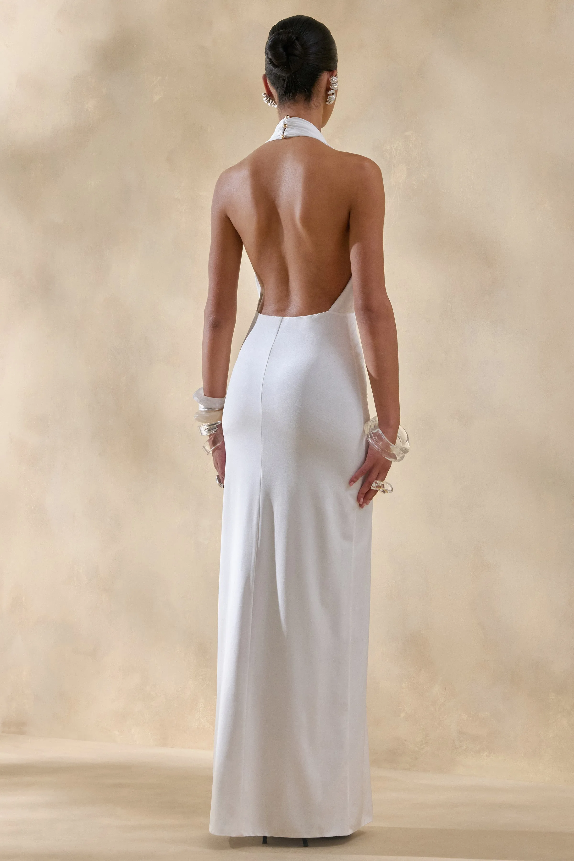 Doria | White Plunge-Neck Maxi Dress sold by Club L London product image thumbnail 2
