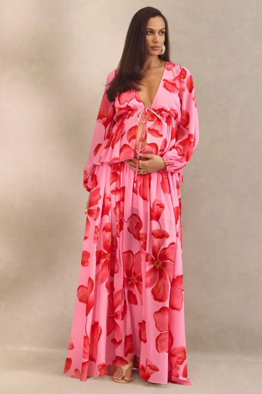 Asella | Pink Chiffon Maxi Skirt made by Club L London