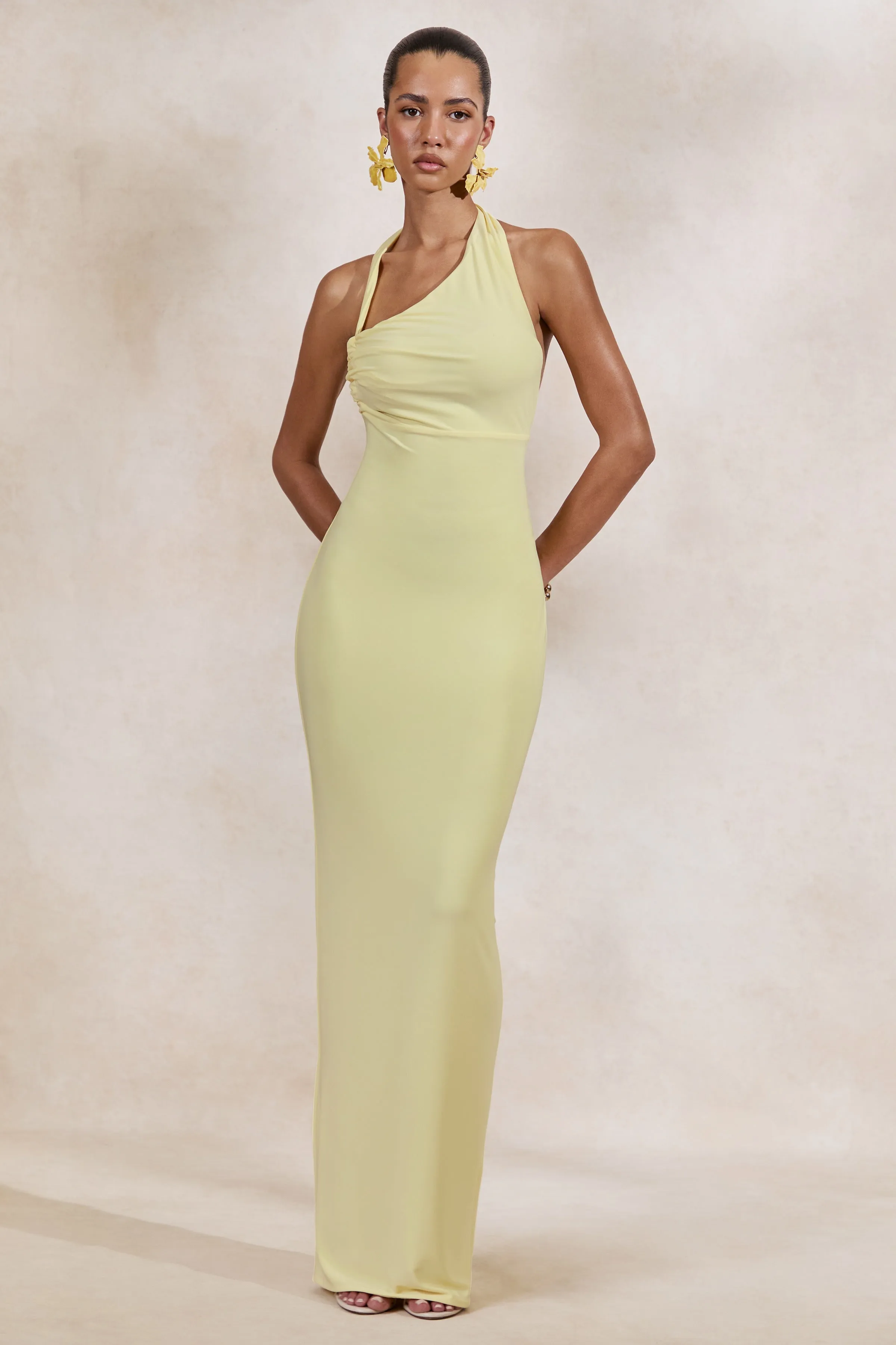 Delisse | Lemon Asymmetric-Neck Maxi Dress sold by Club L London product image thumbnail 5