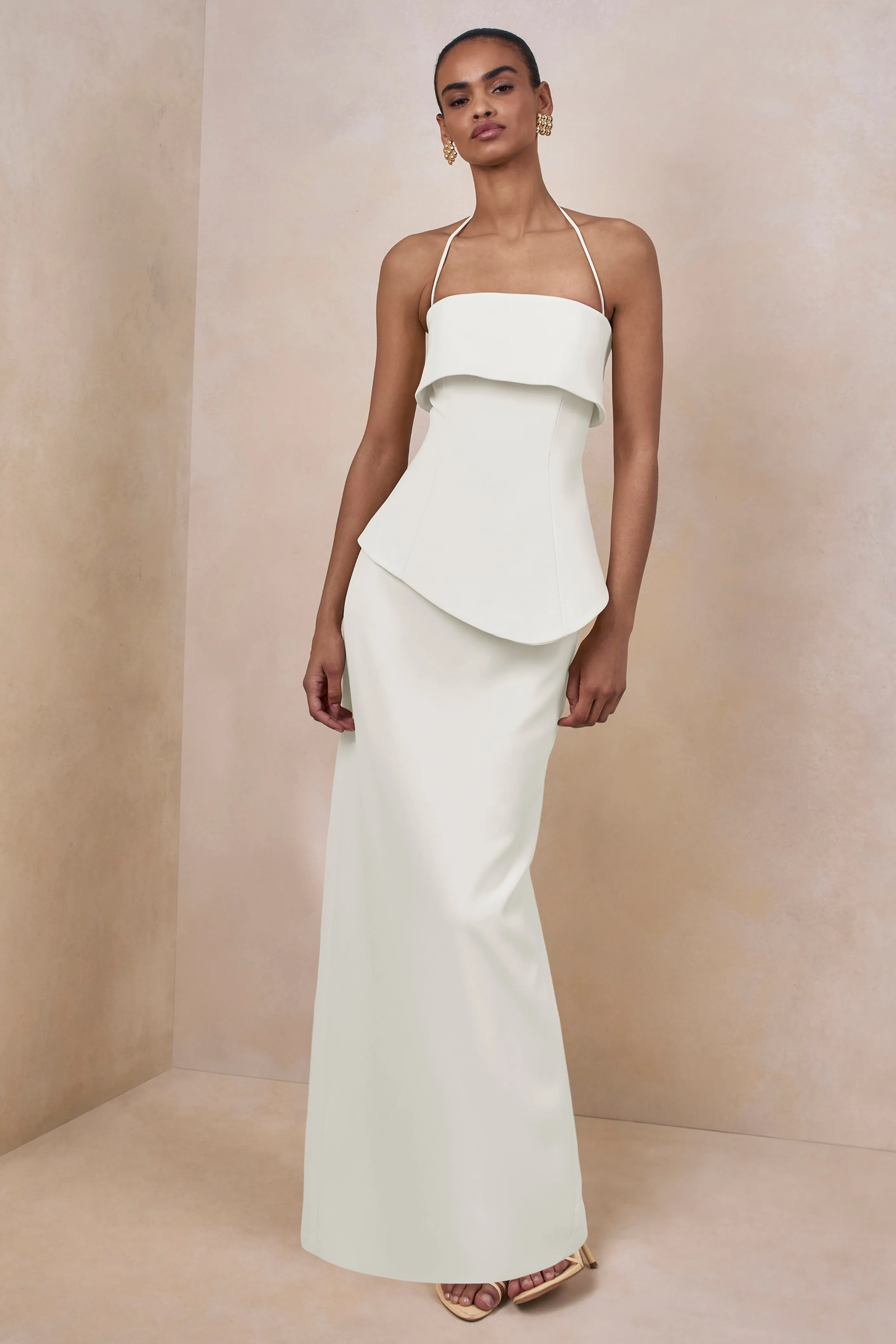 Fran | White Square-Neck Corset Maxi Dress sold by Club L London product image thumbnail 4