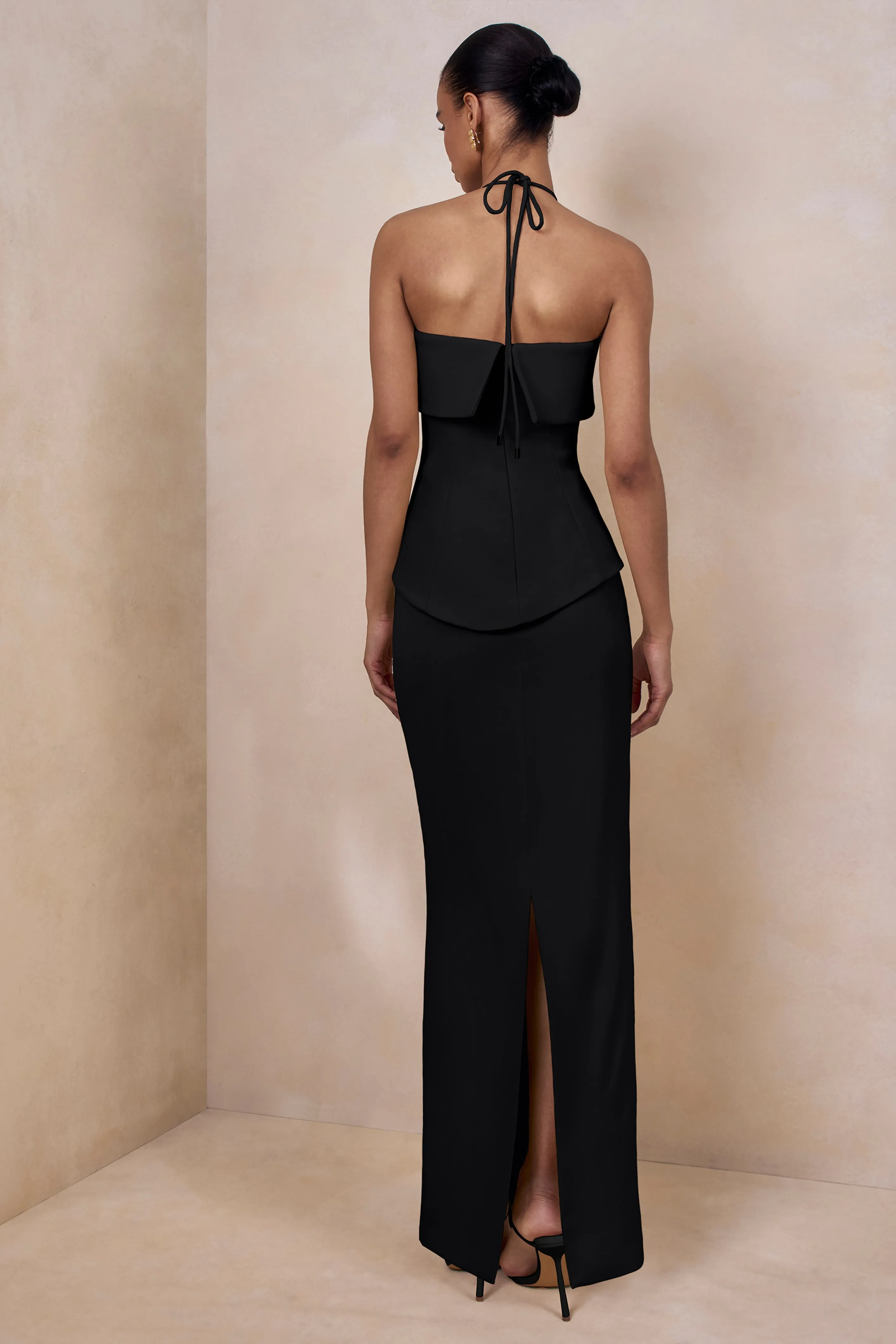 Fran | Black Square-Neck Corset Maxi Dress sold by Club L London product image thumbnail 2