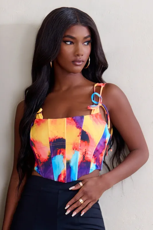 On My Way | Multi Print Corset Style Crop Top sold by Club L London
