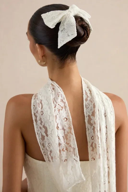 Taryna | White Lace Hair Bow made by Club L London