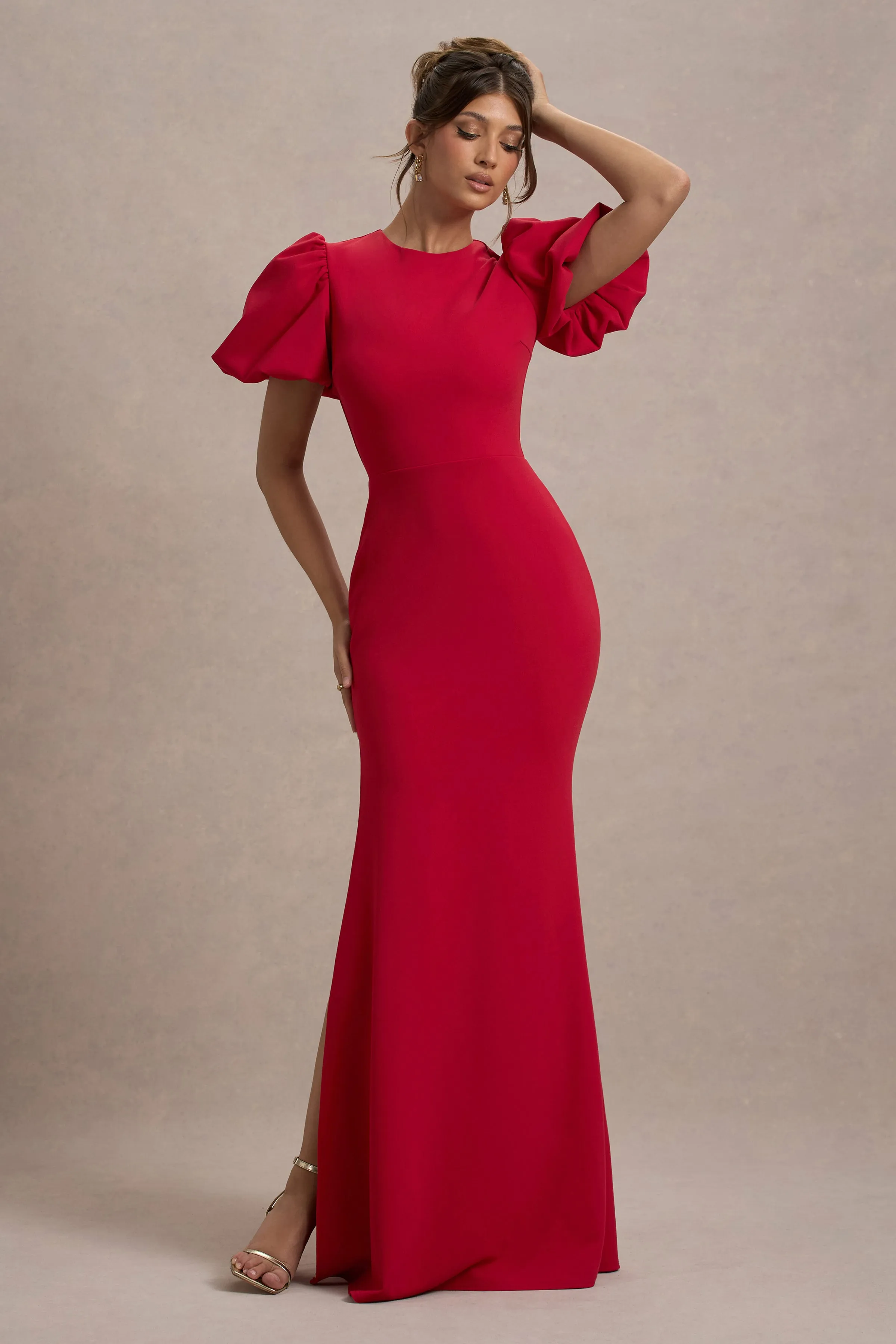 Love Letters | Red Puff-Sleeve Maxi Dress sold by Club L London product image thumbnail 5