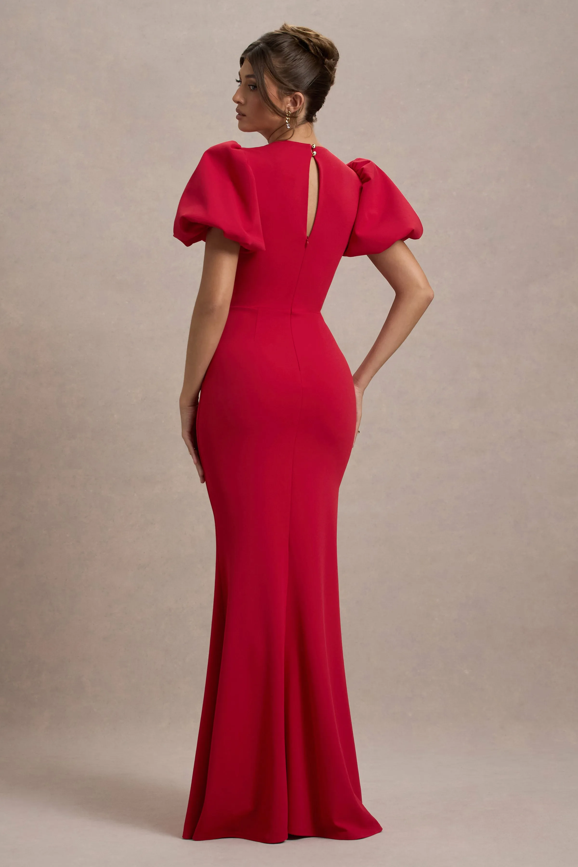 Love Letters | Red Puff-Sleeve Maxi Dress sold by Club L London product image thumbnail 2