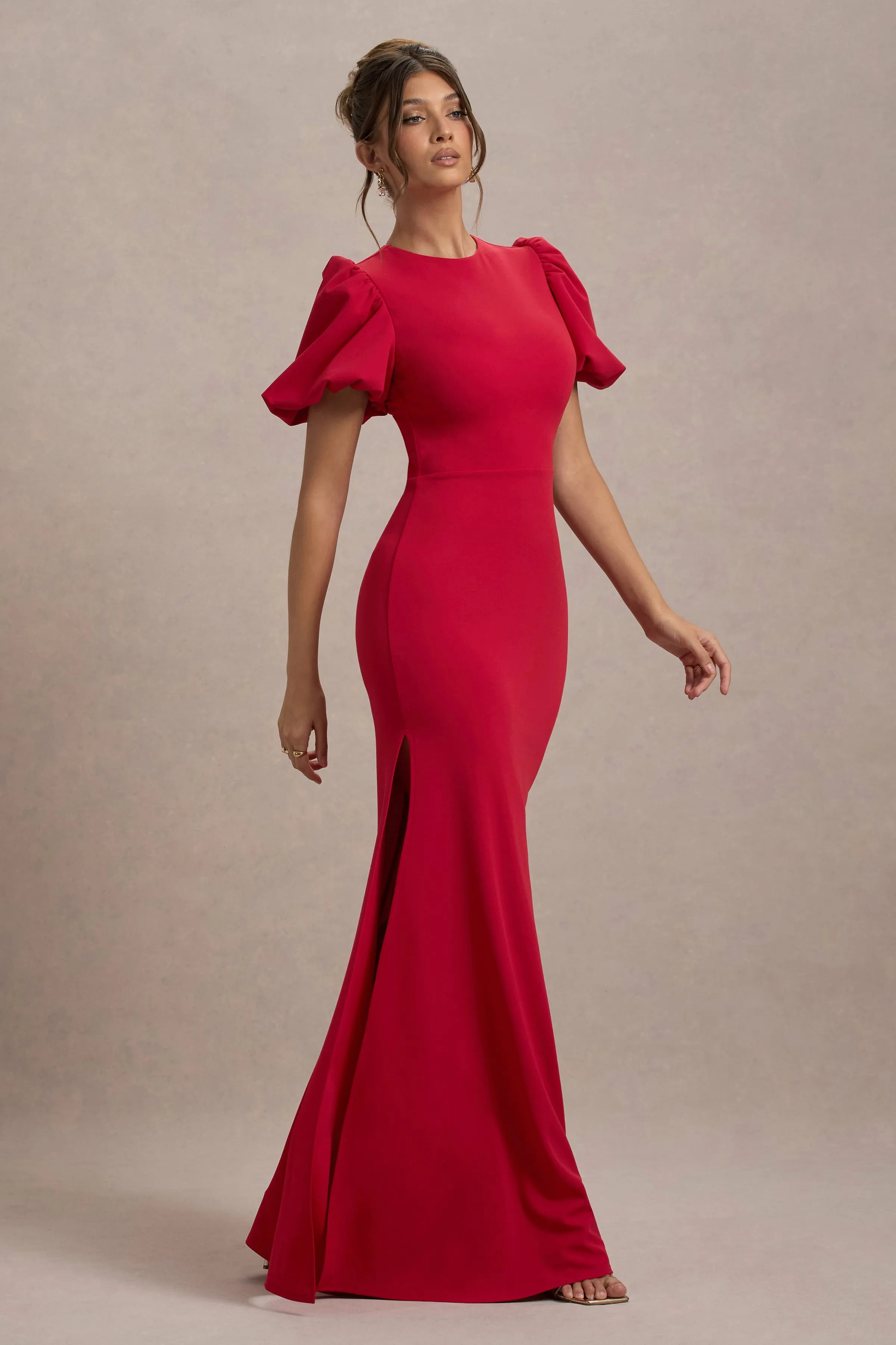 Love Letters | Red Puff-Sleeve Maxi Dress sold by Club L London product image thumbnail 4