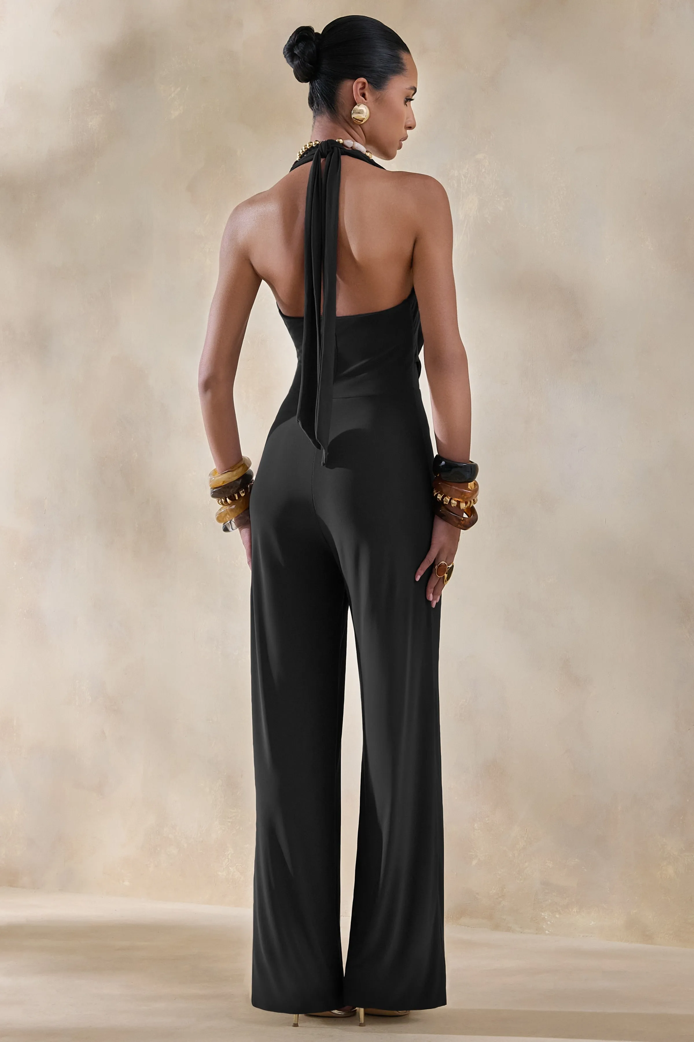 Clemence | Black Plunge-Neck Jumpsuit sold by Club L London product image thumbnail 2