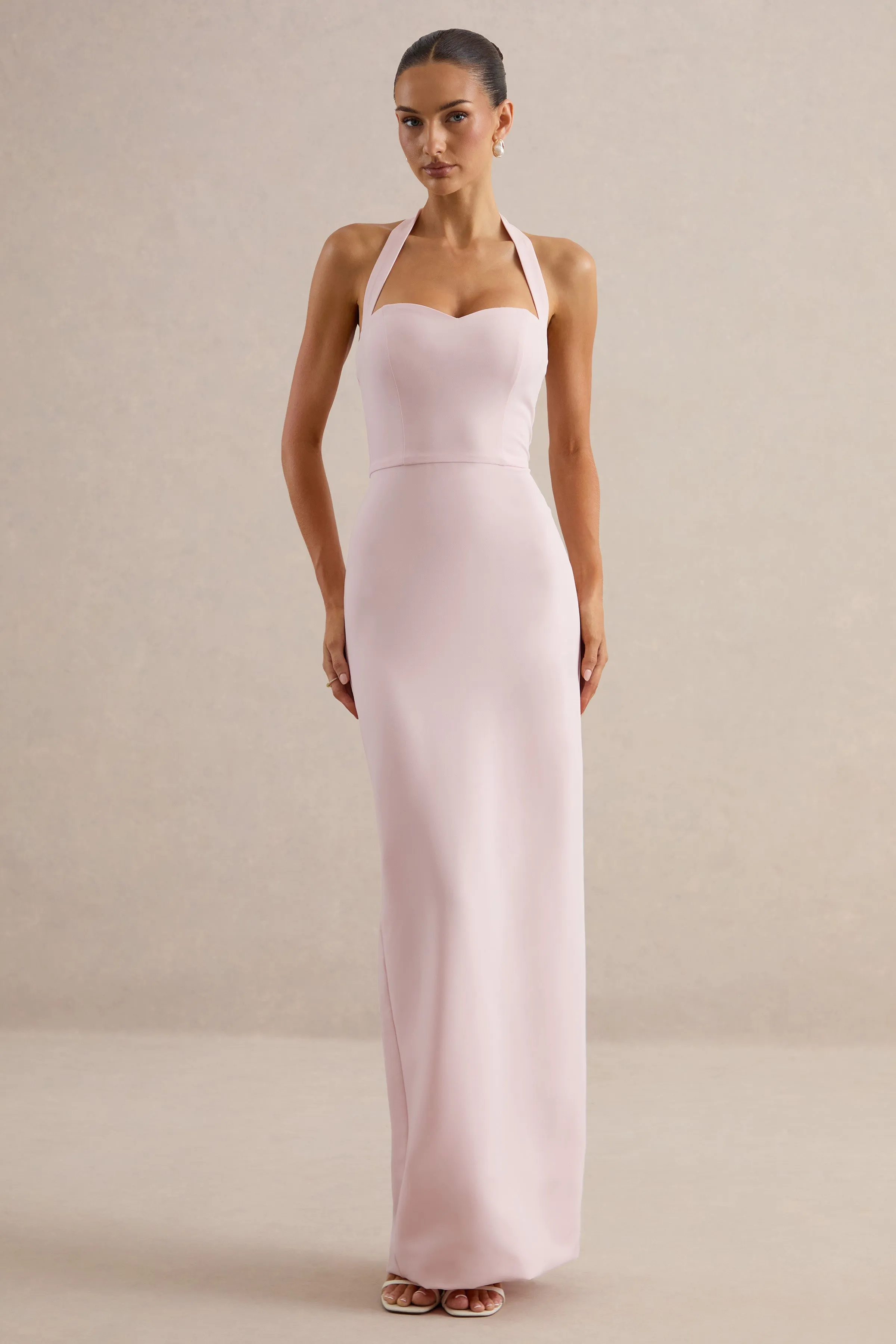 Heloira | Light Pink Sweetheart-Neck Maxi Dress sold by Club L London product image thumbnail 3