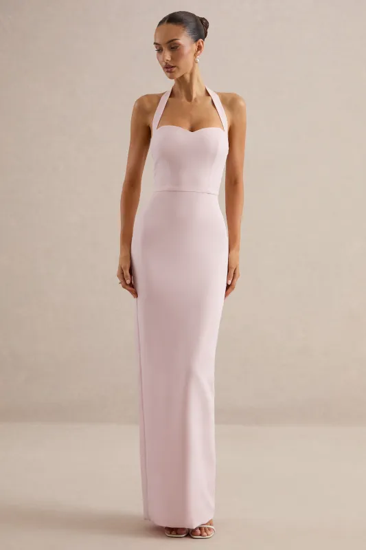Heloira | Light Pink Sweetheart-Neck Maxi Dress made by Club L London