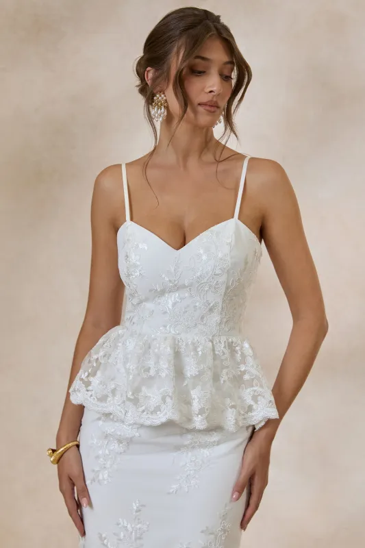 Revia | White Lace Sweetheart-Neck Top made by Club L London