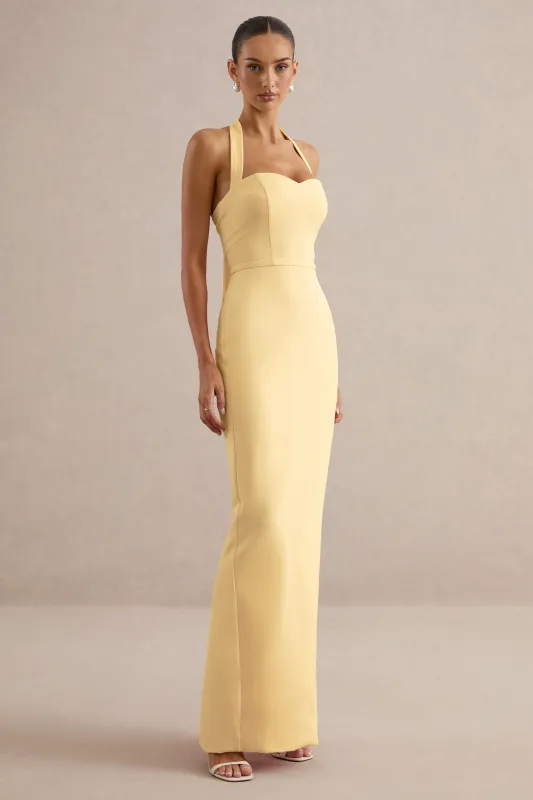 Heloira | Lemon Sweetheart-Neck Maxi Dress made by Club L London