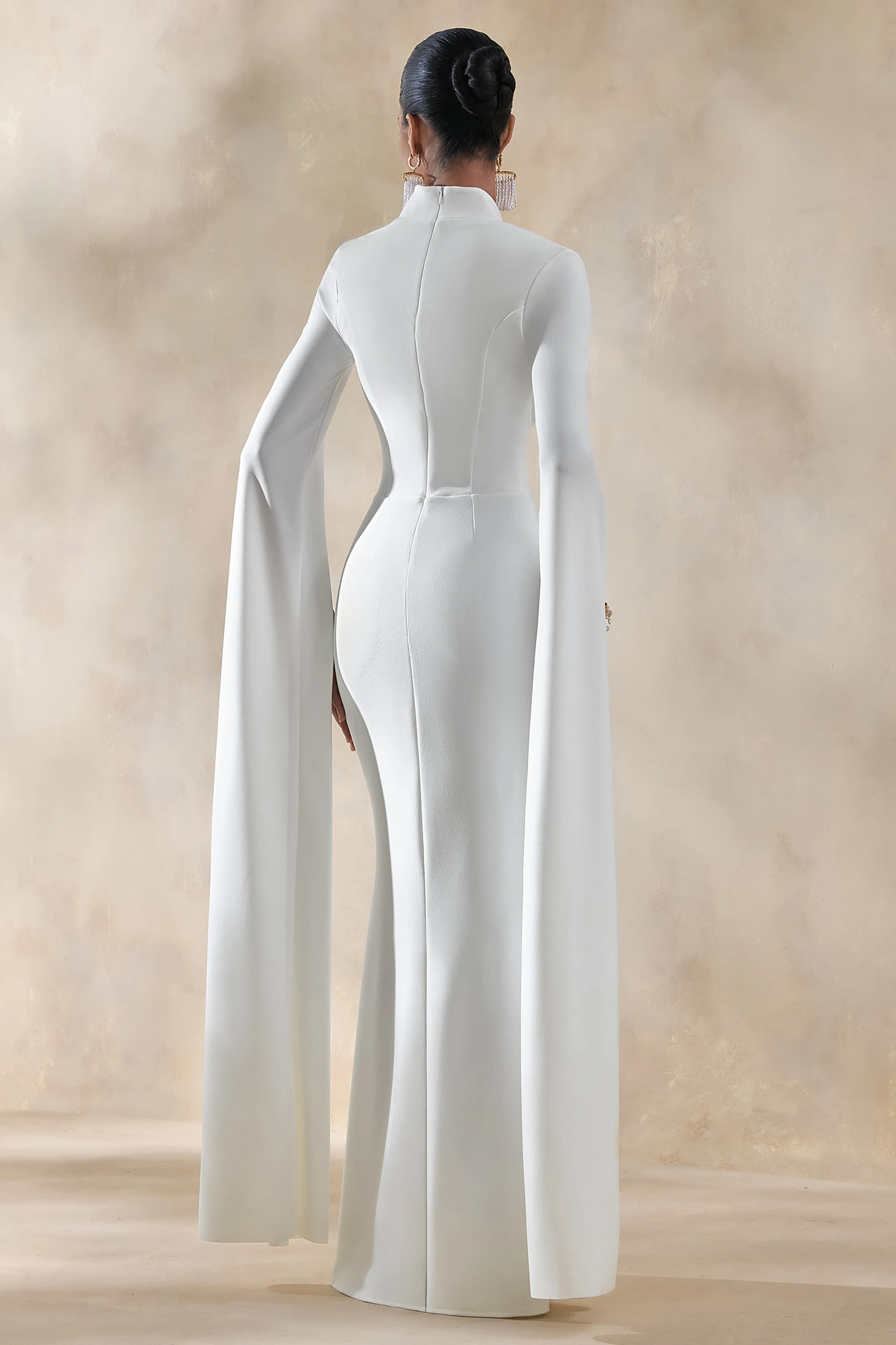 Esme | White Square-Neck Maxi Dress With Cape Sleeves sold by Club L London product image thumbnail 2