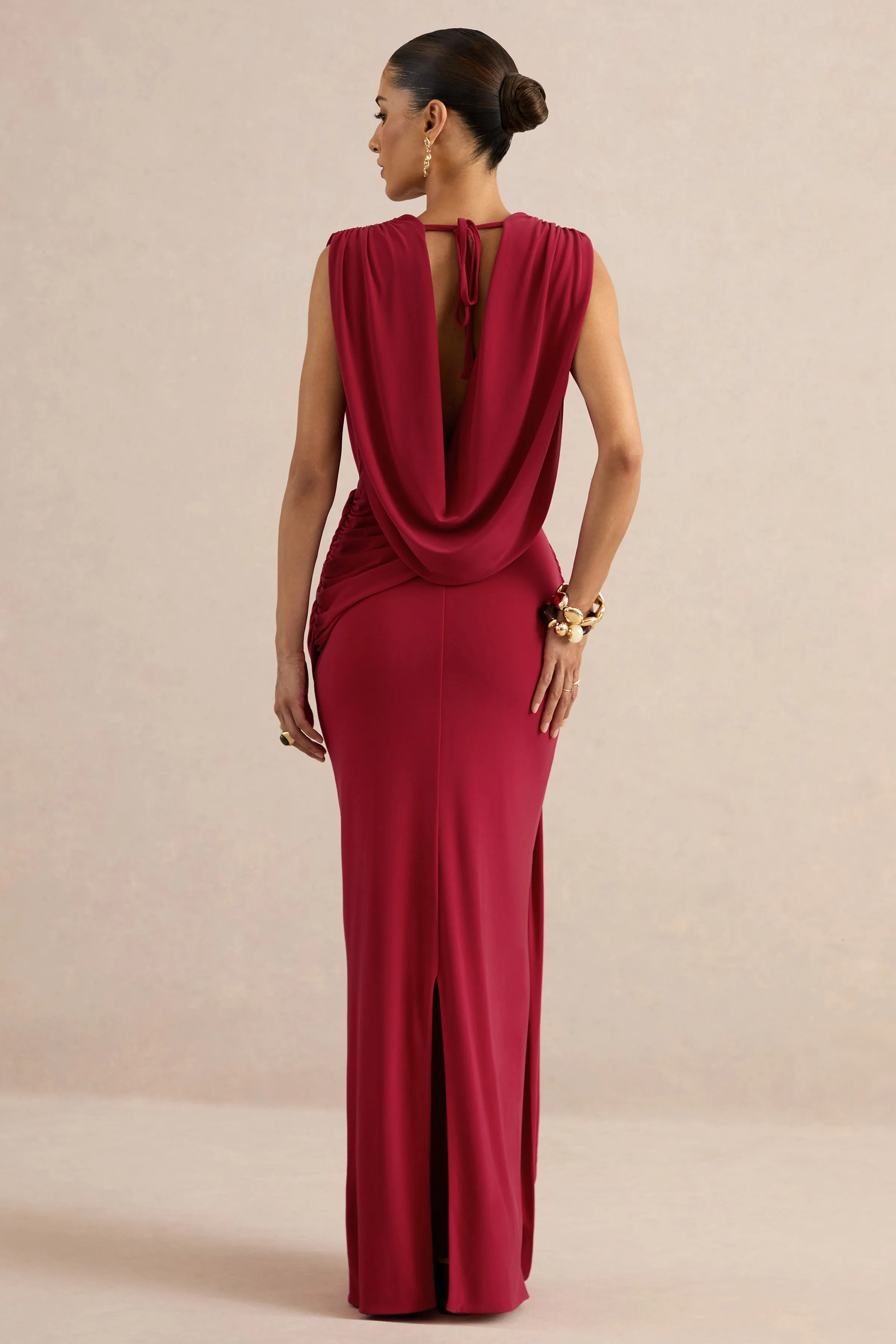 Lilias | Red Extreme Plunge-Neck Top sold by Club L London product image thumbnail 4