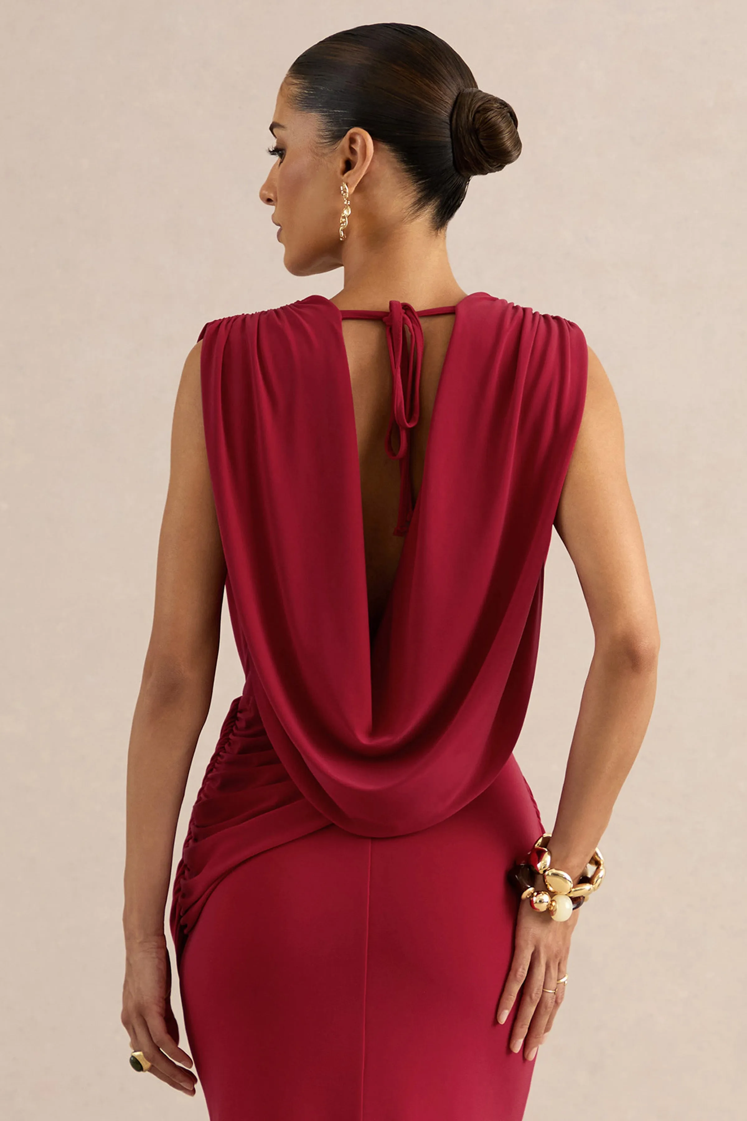 Lilias | Red Extreme Plunge-Neck Top sold by Club L London product image thumbnail 2