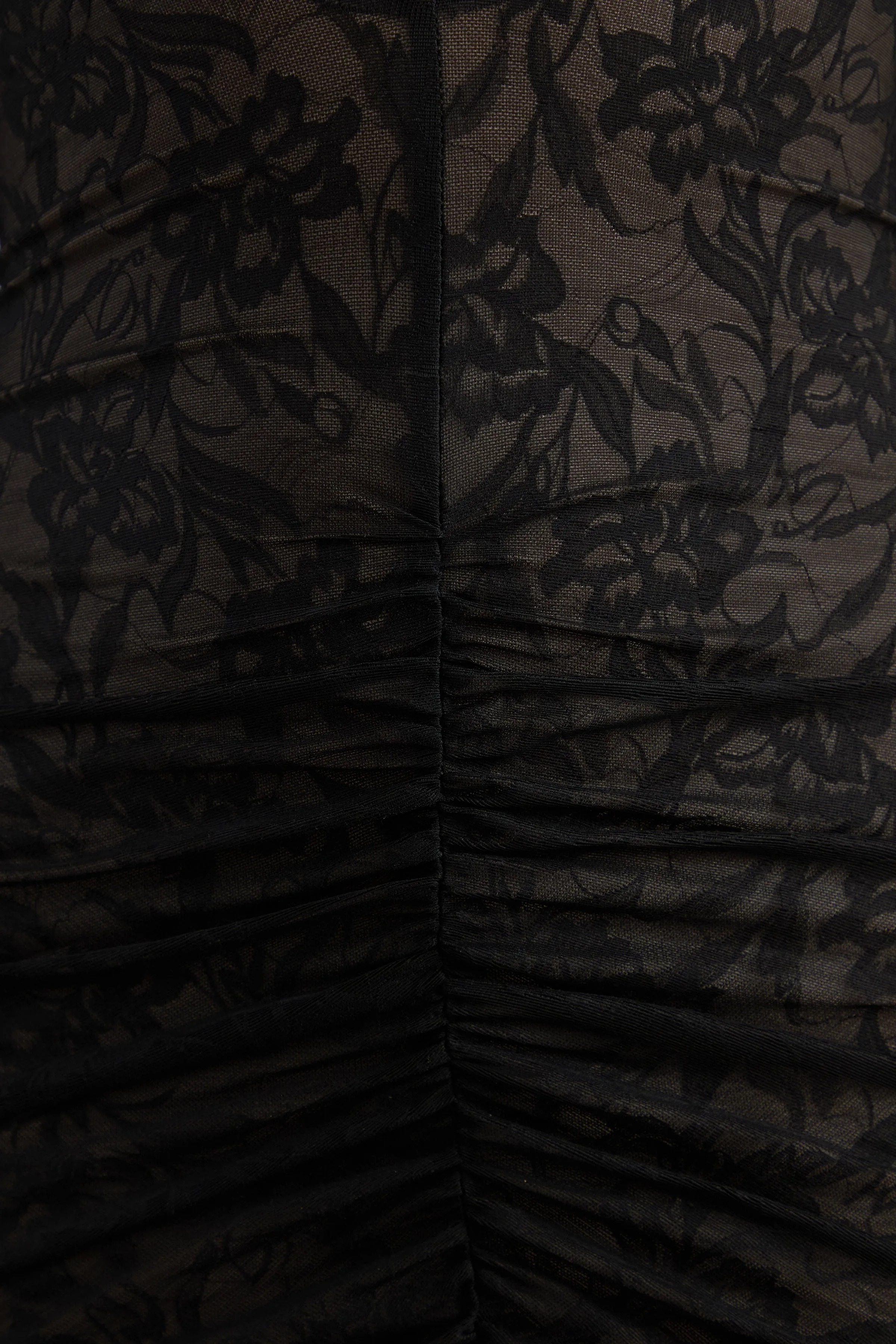 Perriane | Black Lace Ruched Halter Long Sleeve Maxi Dress With Chest Cut Out sold by Club L London product image thumbnail 5