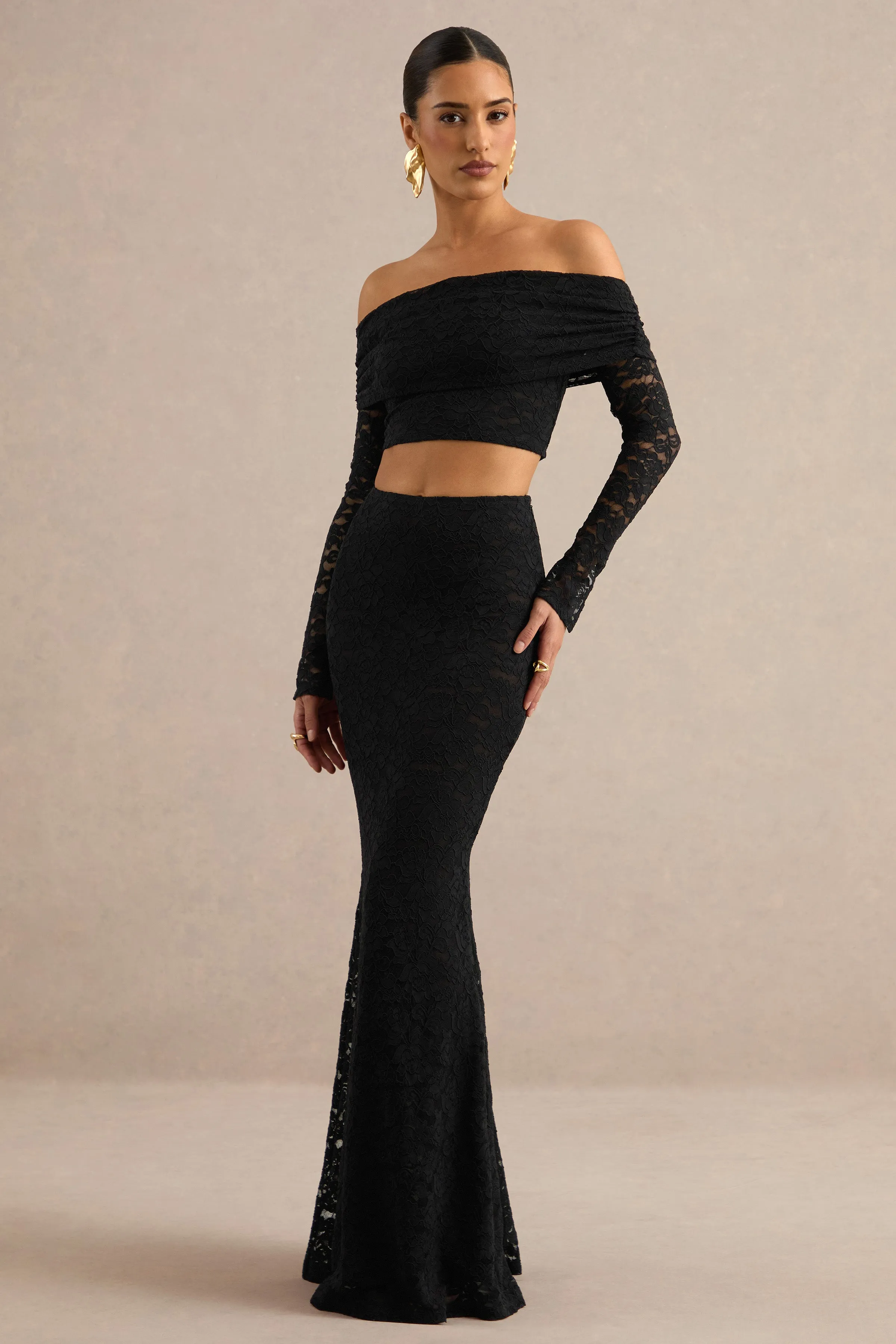 Vesalia | Black Lace Maxi Skirt sold by Club L London product image thumbnail 5