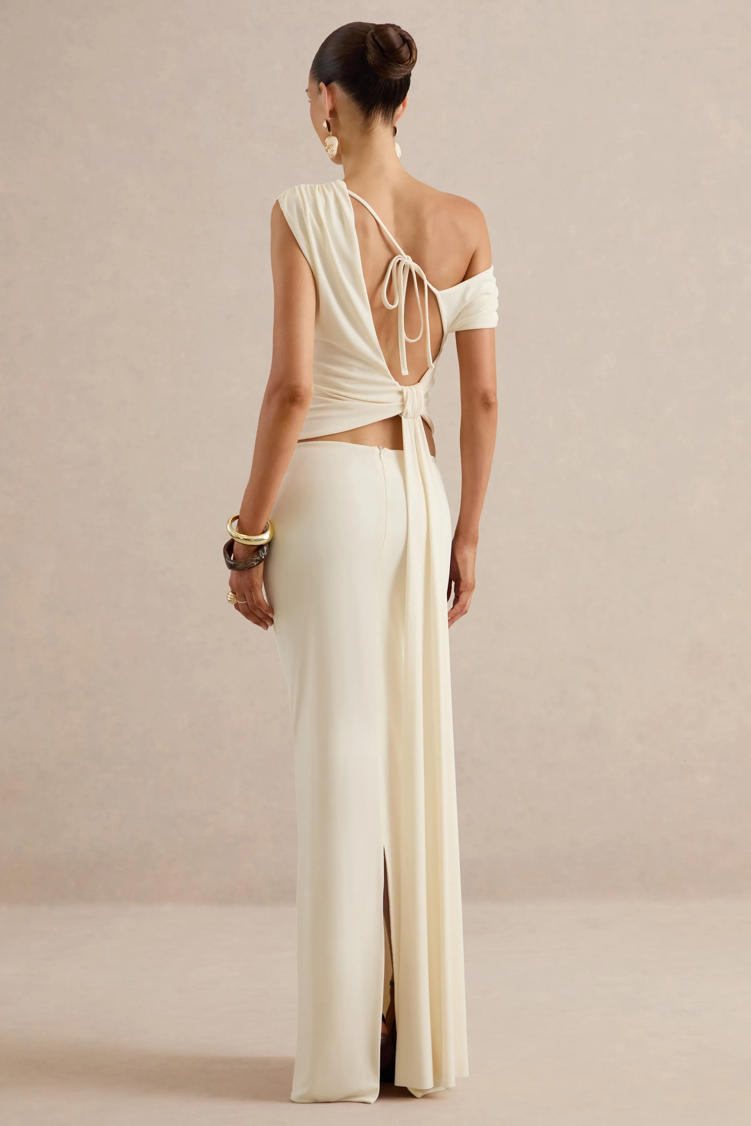 Koralia | Cream High Waist Maxi Skirt sold by Club L London product image thumbnail 5