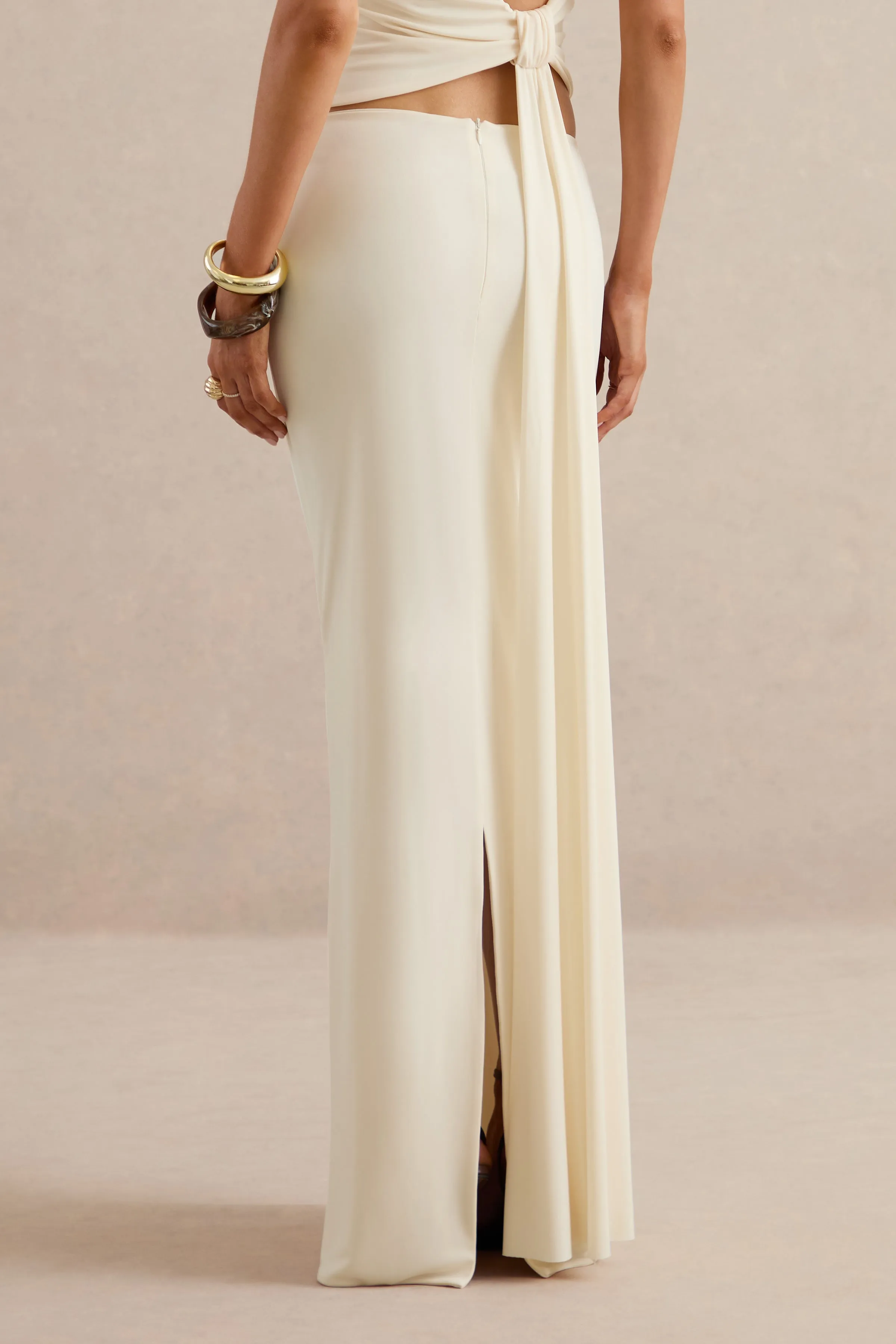 Koralia | Cream High Waist Maxi Skirt sold by Club L London product image thumbnail 2
