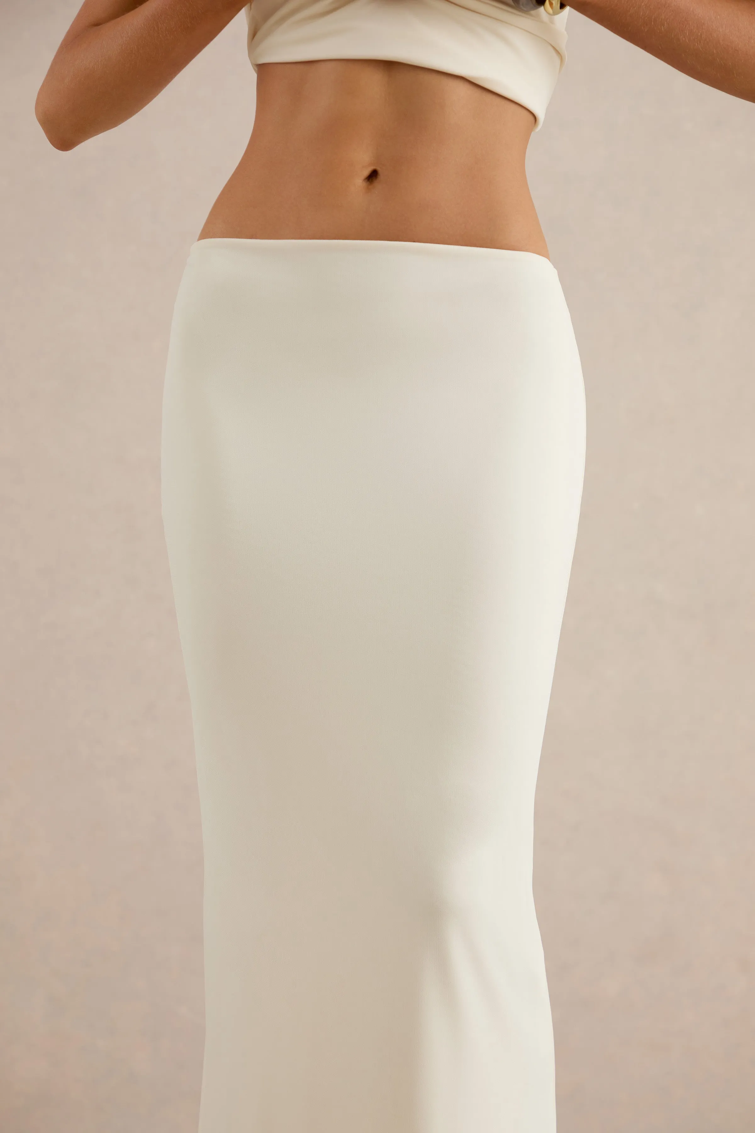 Koralia | Cream High Waist Maxi Skirt sold by Club L London product image thumbnail 3