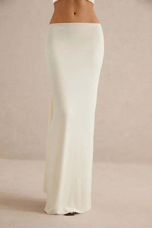 Koralia | Cream High Waist Maxi Skirt made by Club L London
