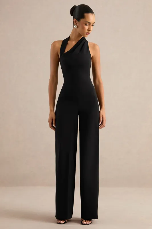 Melrosea | Black High Rise Jumpsuit With Pleated Detail made by Club L London