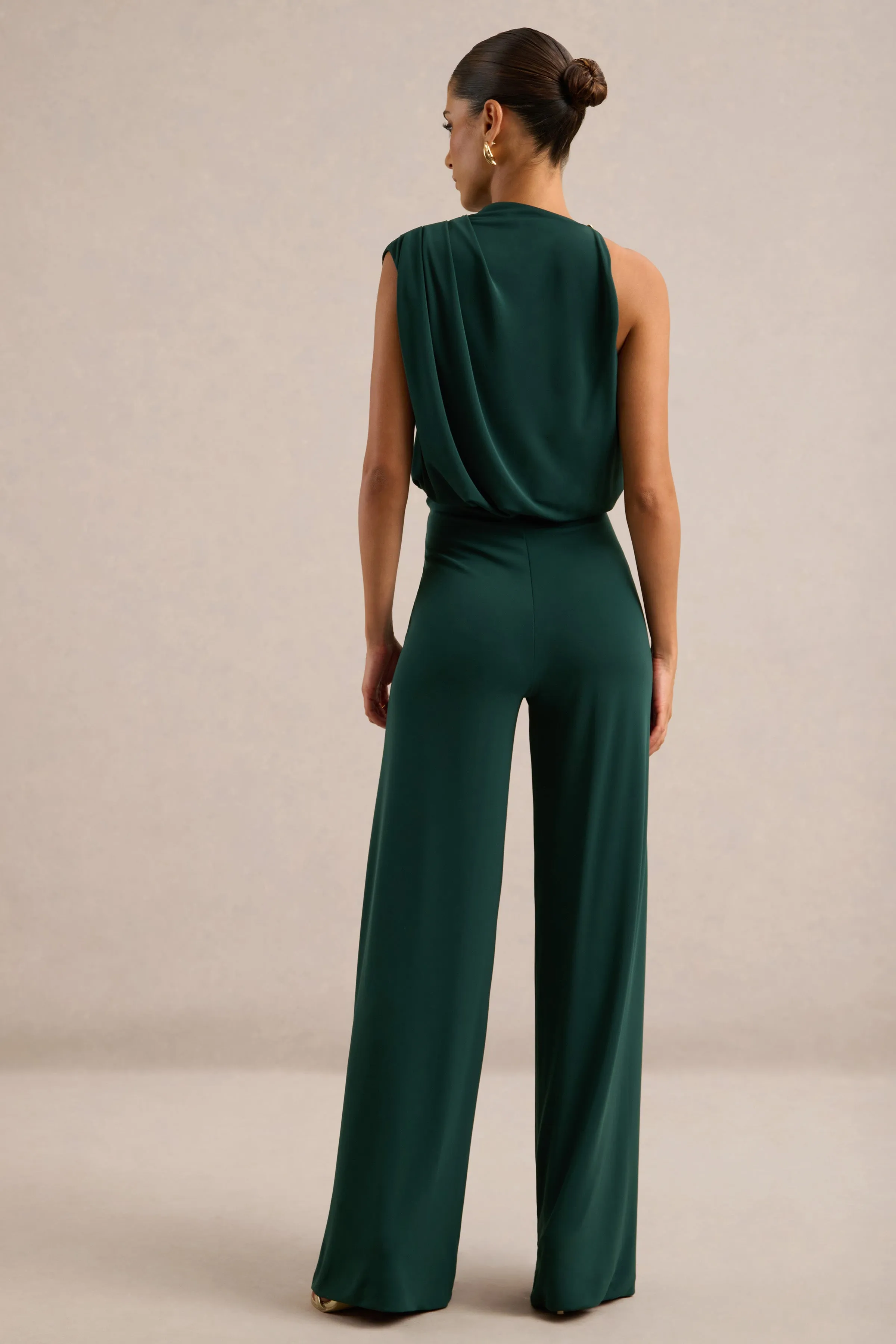 Vianista | Dark Green High Neck Jumpsuit With Gathered Detailing sold by Club L London product image thumbnail 2