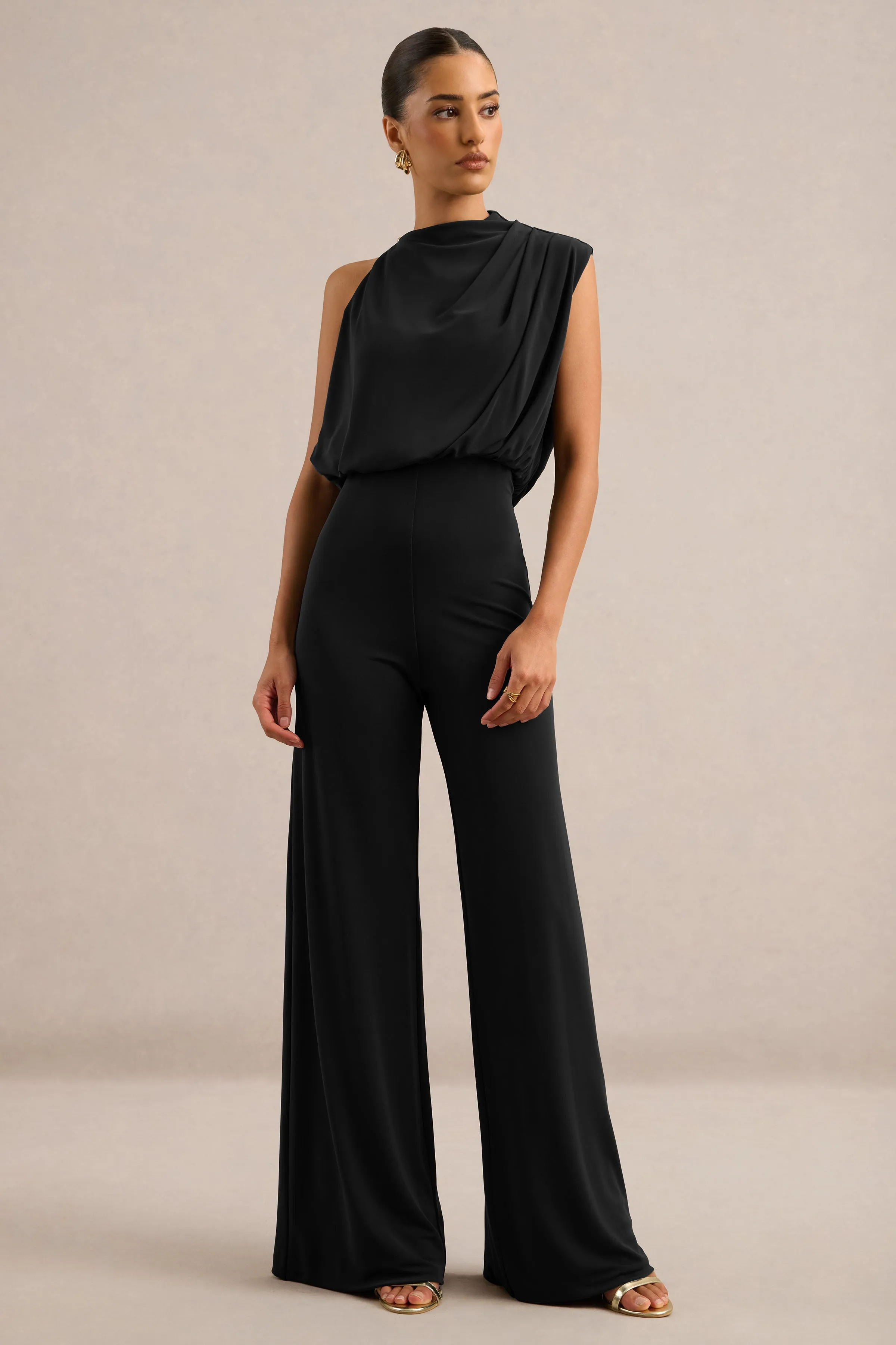 Vianista | Black High Neck Jumpsuit With Gathered Detailing sold by Club L London product image thumbnail 5