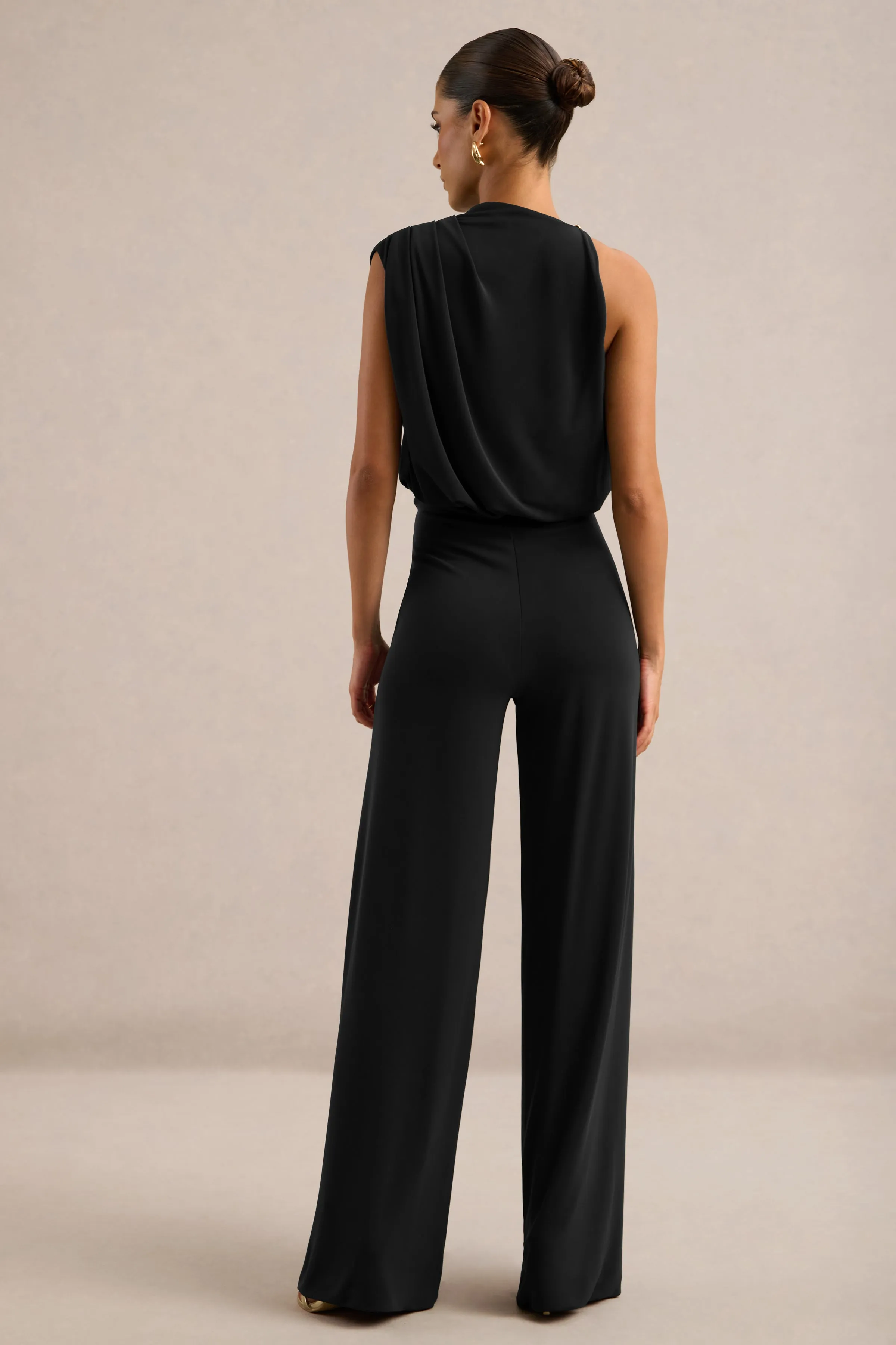 Vianista | Black High Neck Jumpsuit With Gathered Detailing sold by Club L London product image thumbnail 2