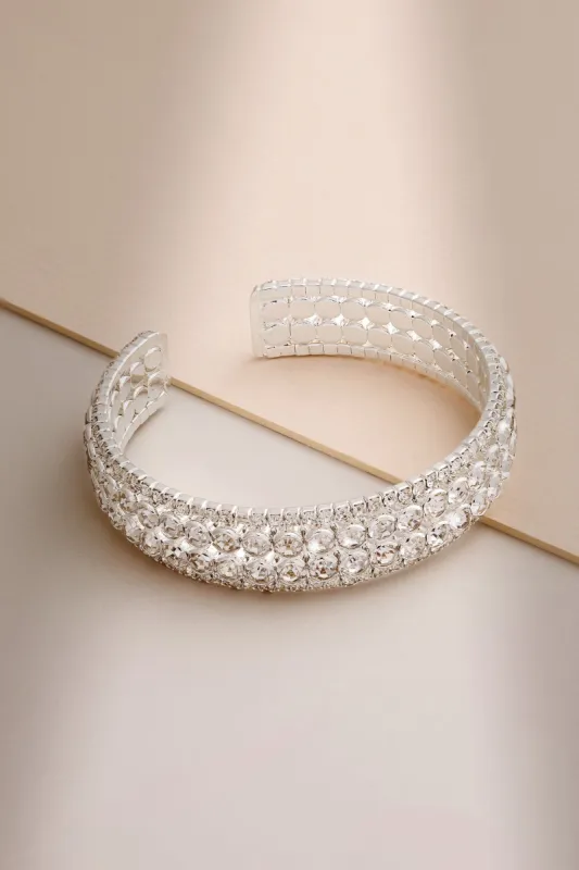Hannah | Silver Diamante Chunky Bracelet sold by Club L London