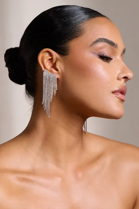 Zola | Gold Diamante Drop Cuff Earrings sold by Club L London