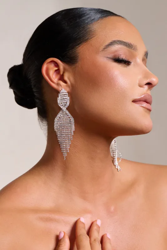 Mally | Silver Diamante Teardrop Earrings sold by Club L London