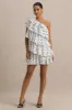 Orla | White Polka Dot Asymmetric Ruffled Mini Dress sold by Club L London