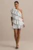 Orla | White Polka Dot Asymmetric Ruffled Mini Dress sold by Club L London