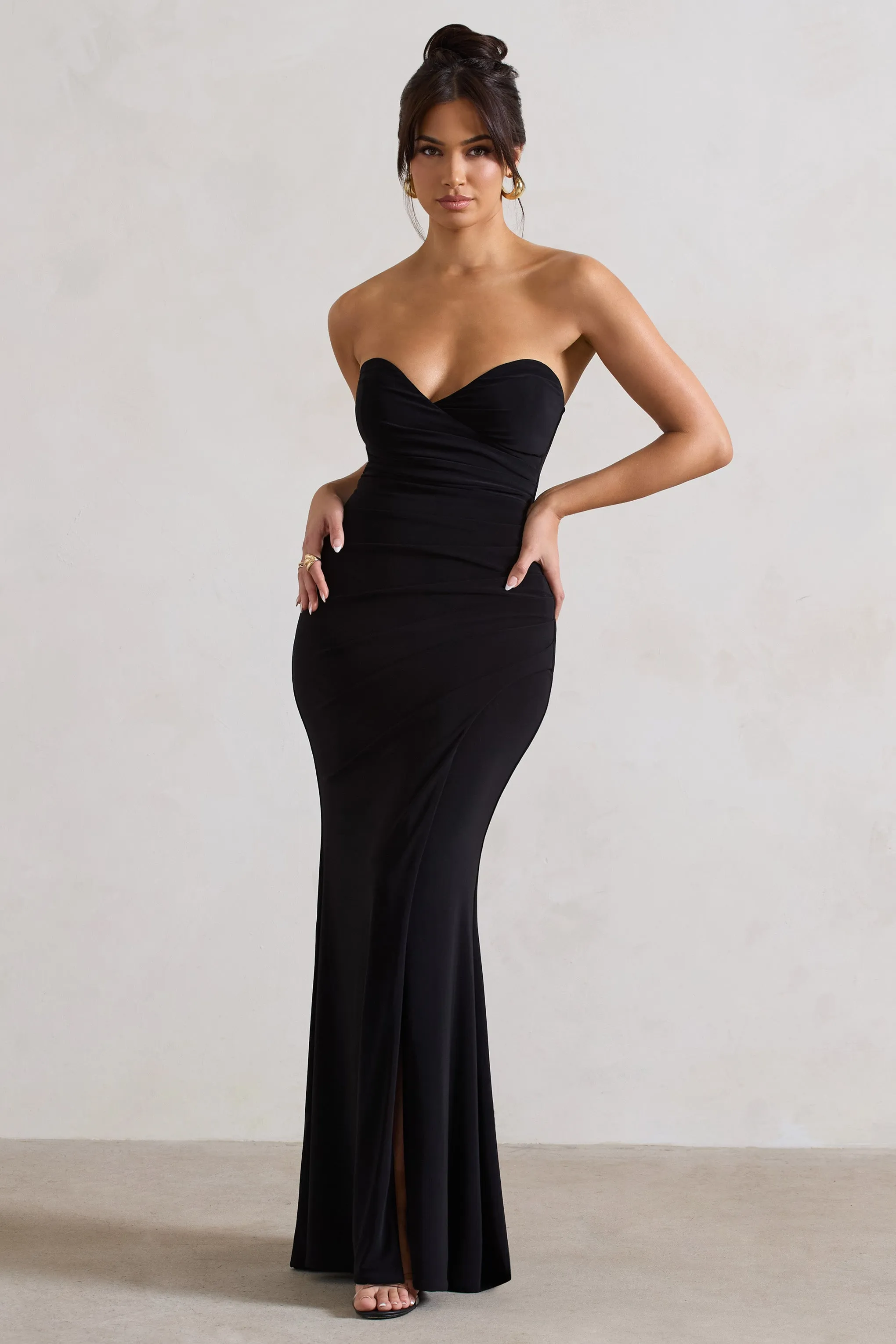 Reign | Black Corset Wrap Maxi Dress With Cape sold by Club L London product image thumbnail 5