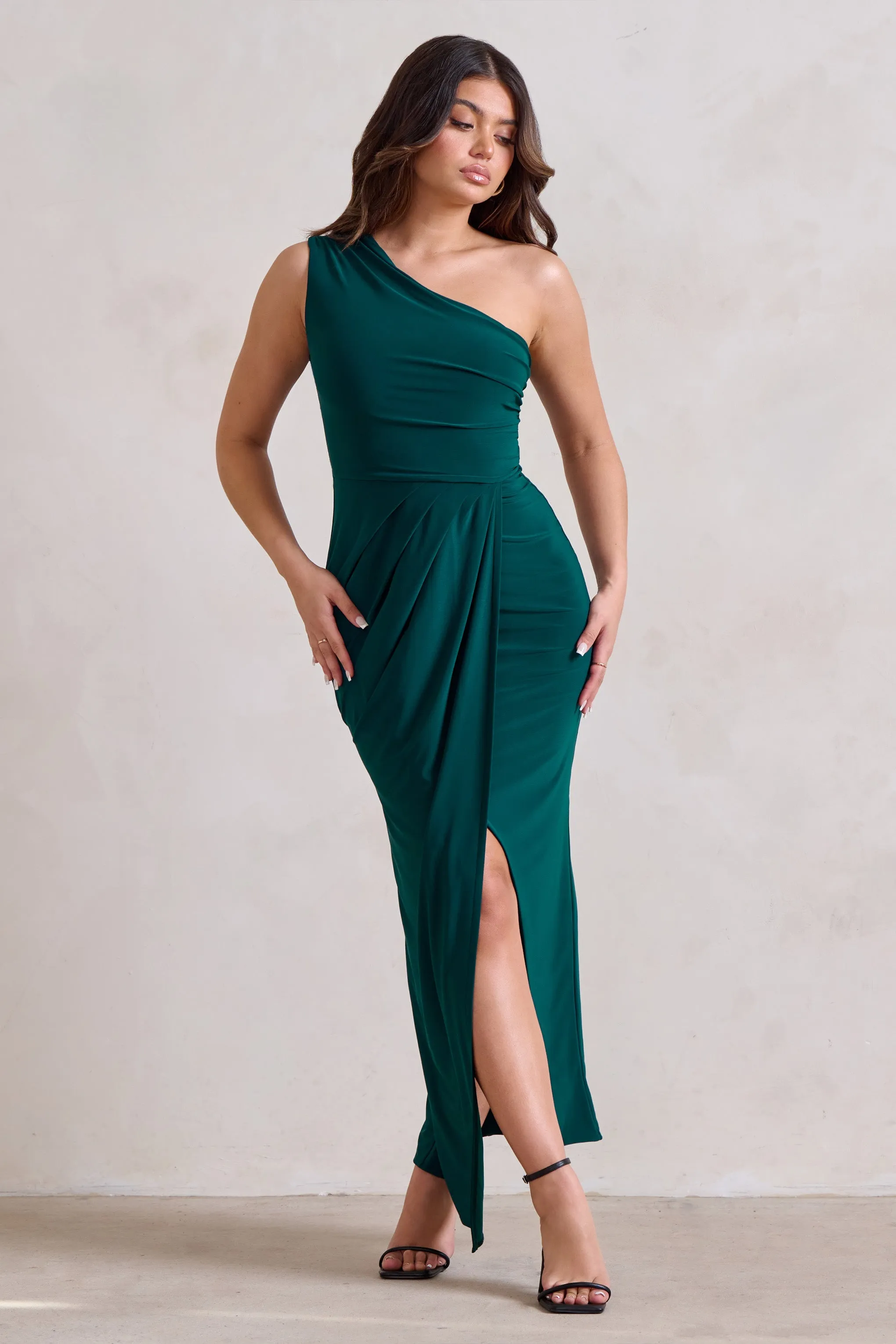 Athena | Bottle Green One Shoulder Maxi Dress sold by Club L London product image thumbnail 5
